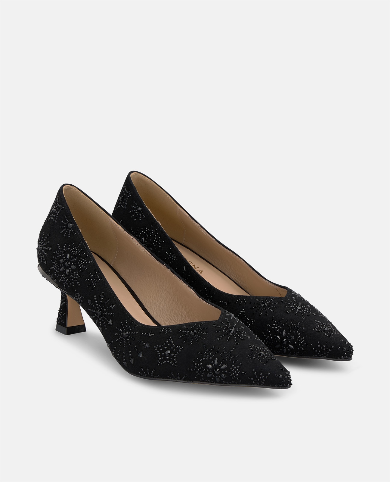 Zapatos de salón de mujer en ante con pedrería - Alma en Pena - Negro Negro-3