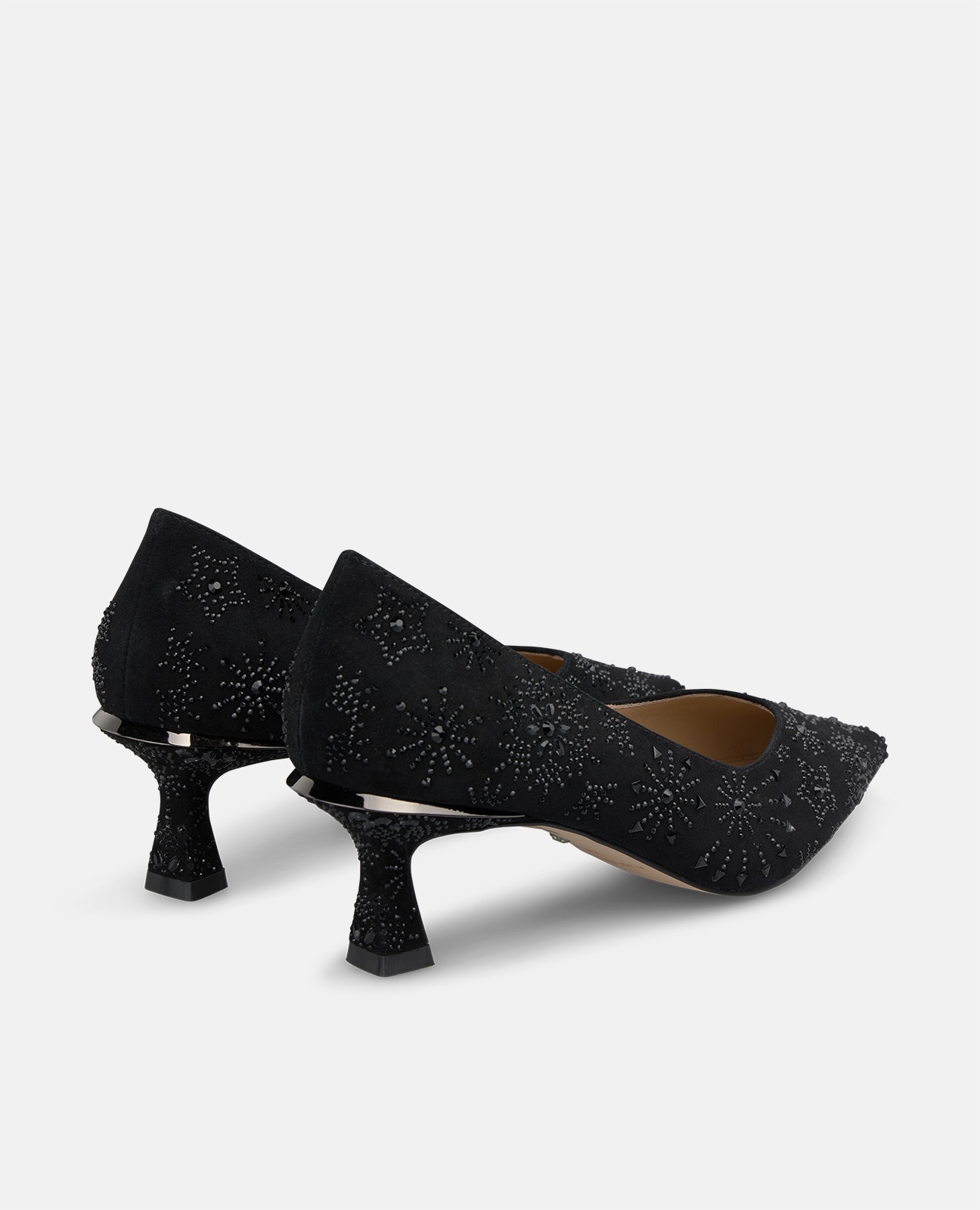 Zapatos de salón de mujer en ante con pedrería - Alma en Pena - Negro Negro-2