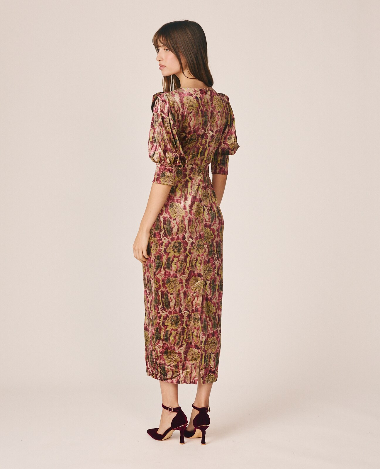 Vestido midi de terciopelo con estampado abstracto - Alma en Pena - Multicolor Multicolor-7