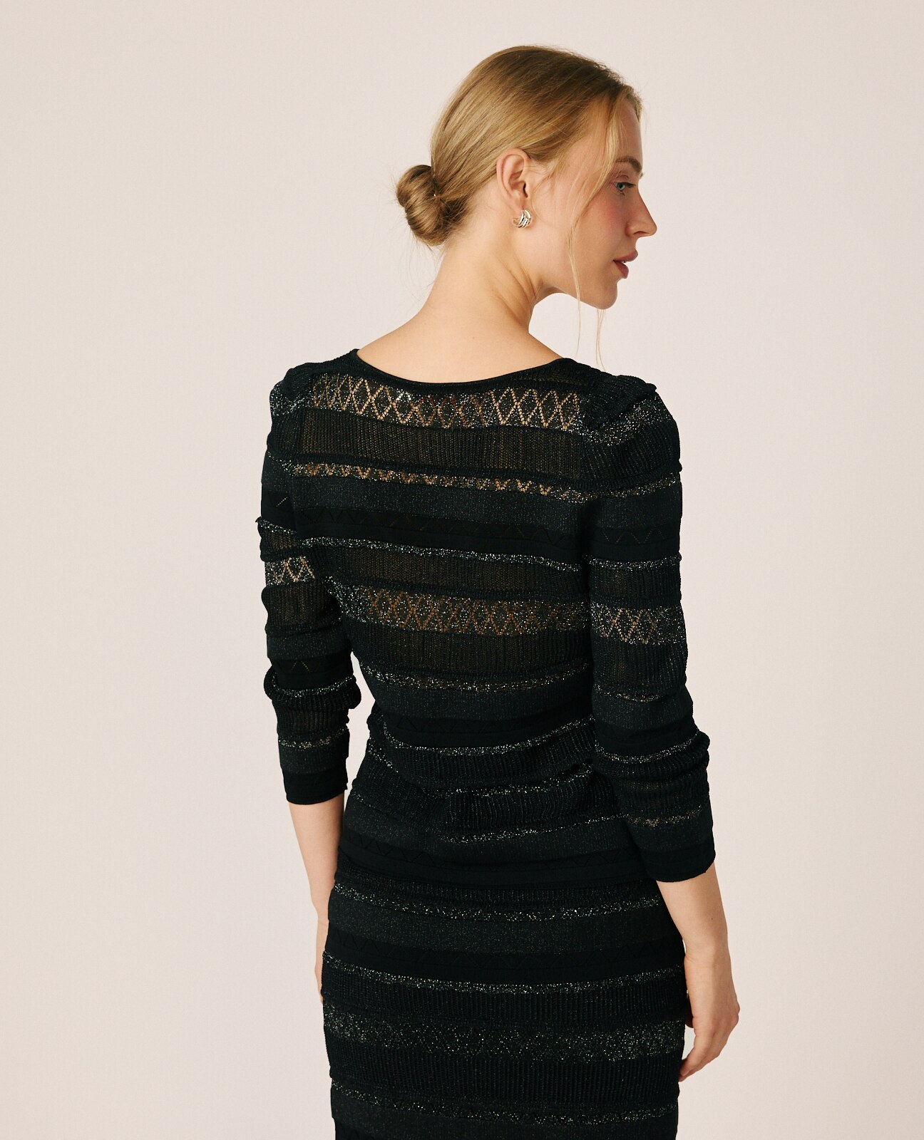 Imagen 5 de Jersey de mujer de punto con cuello pico - Alma en Pena - Negro Negro