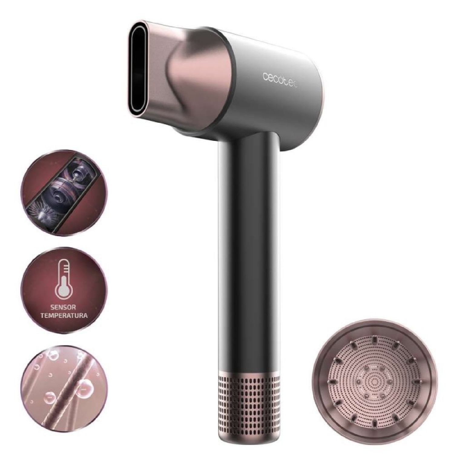 Cecotec - Secador de pelo BLDC Cecotec DryNova 2in1 Sensor Black.