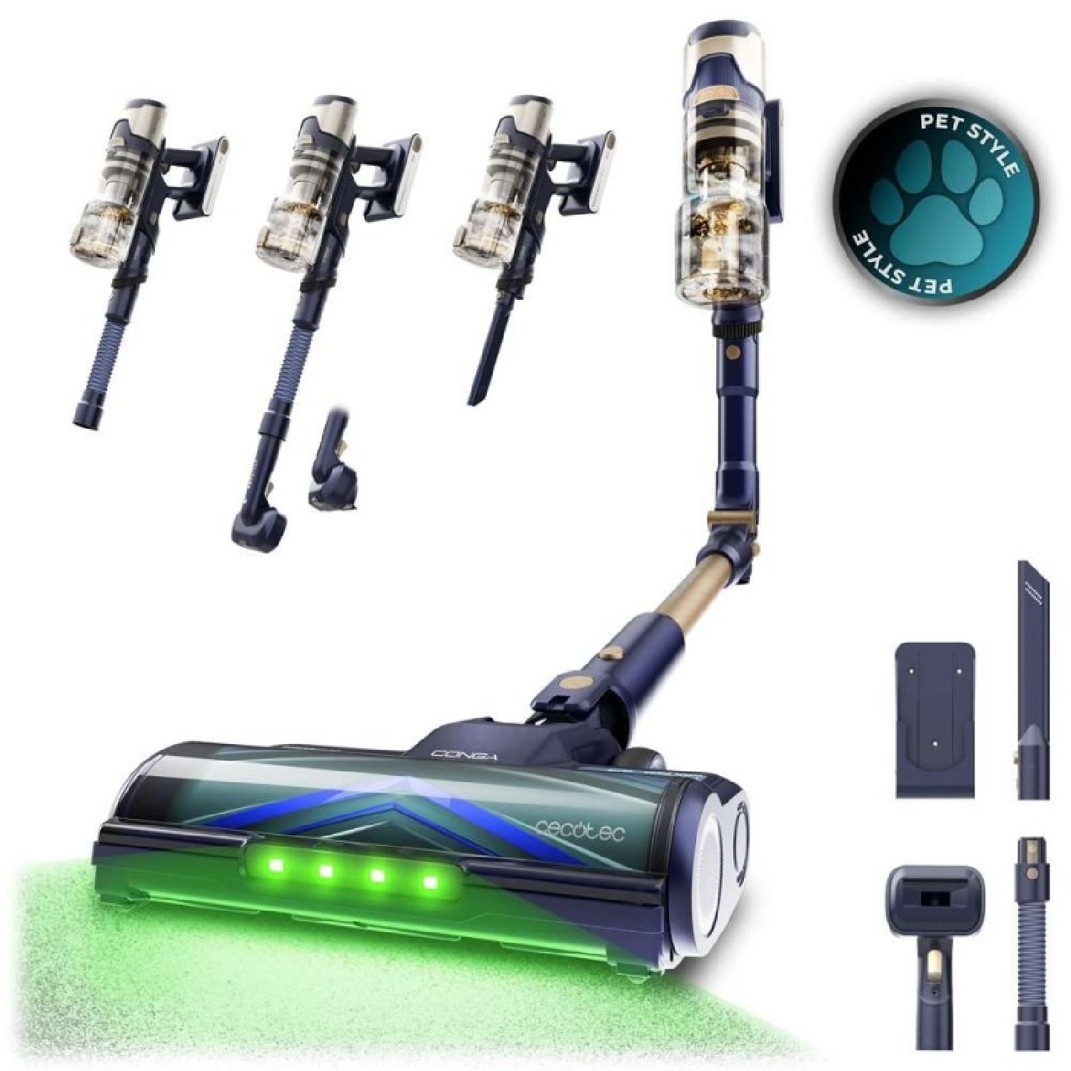 Cecotec - Aspirador de escoba BLDC Cecotec Conga Rockstar RS80 Pet Flex Detect.