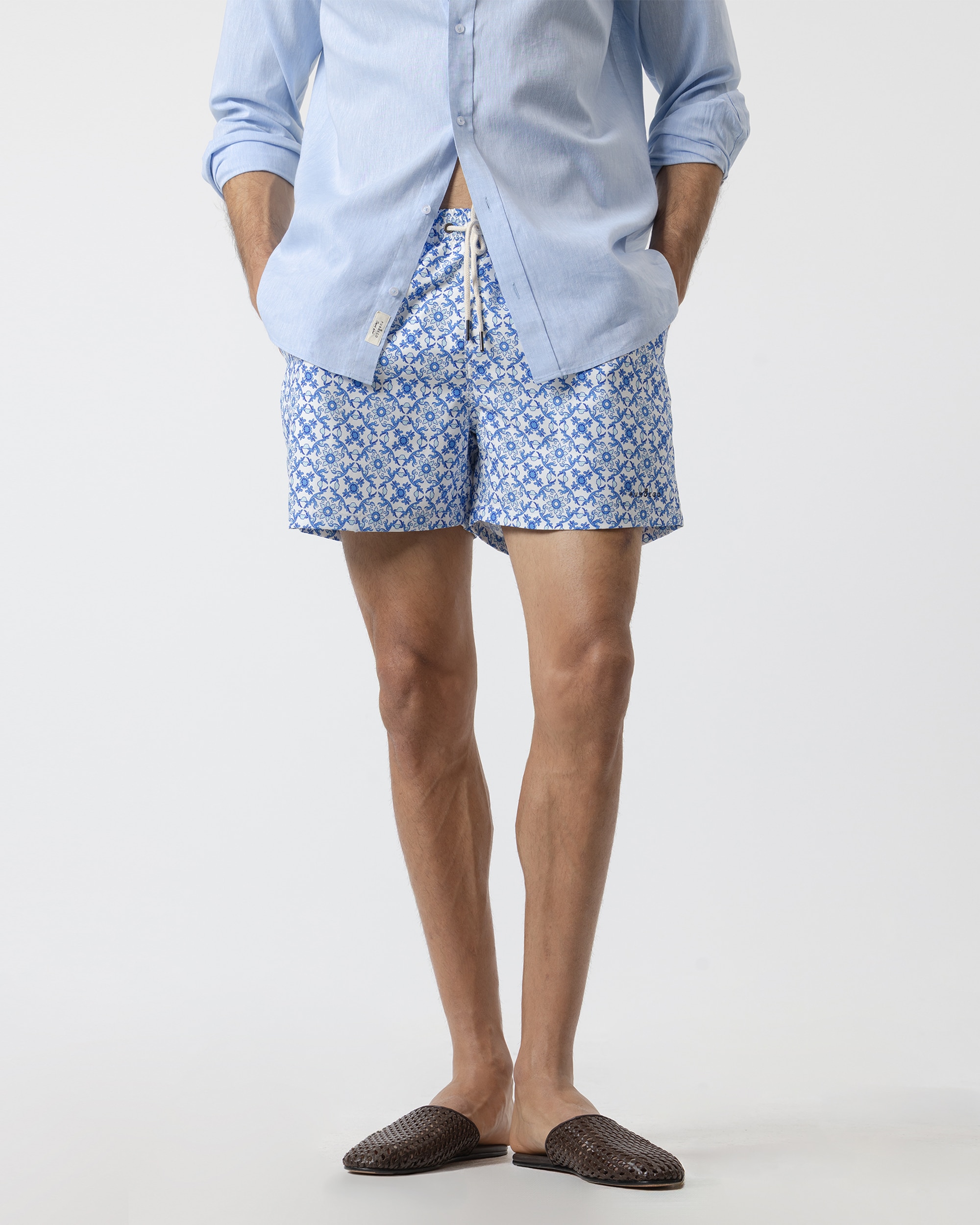 Bañador de hombre estampado mosaico - PuroEgo - Azul celeste Azul celeste-2