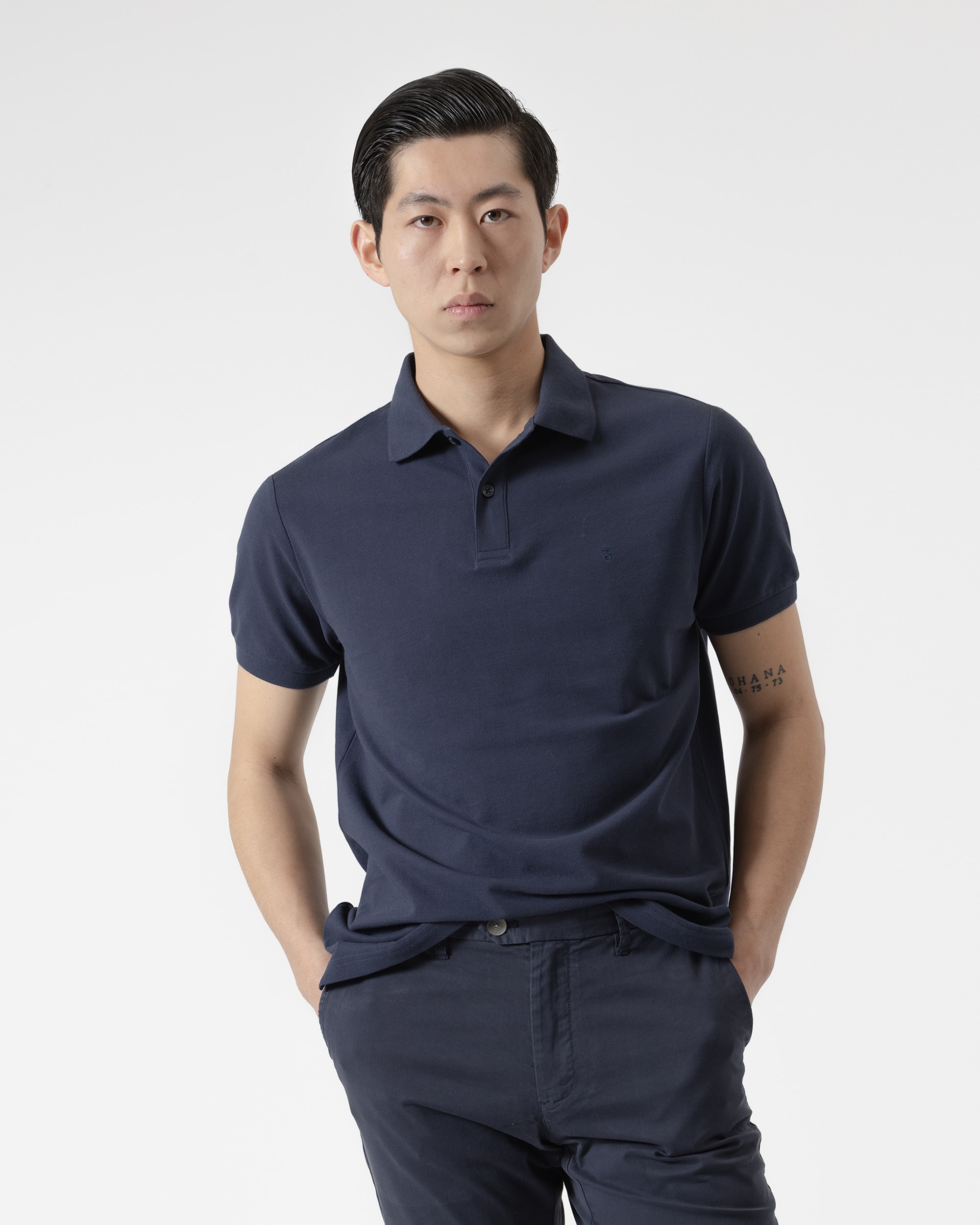 Polo básico piqué de hombre algodón slim fit - PuroEgo - Azul marino Azul marino-1