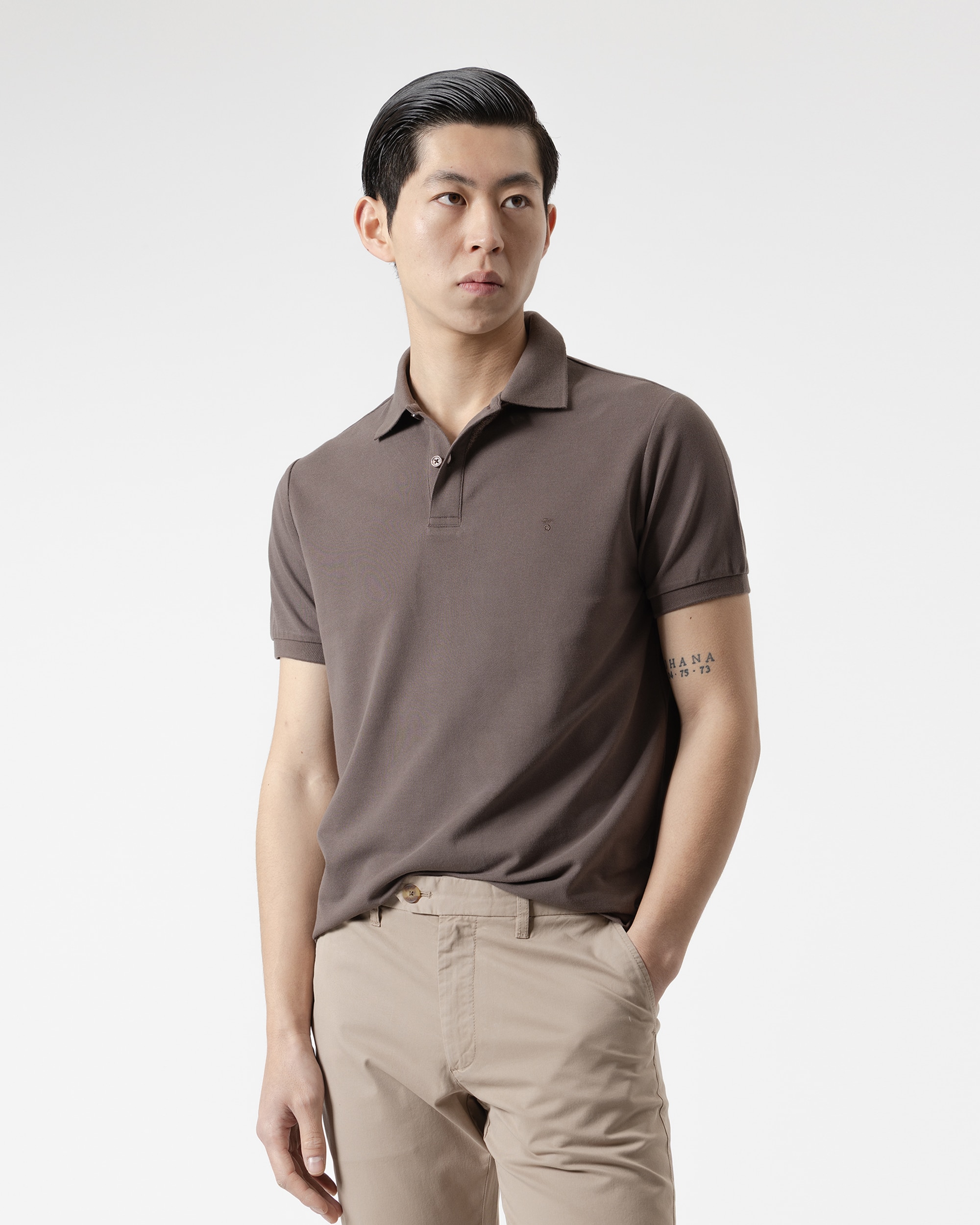Polo básico piqué de hombre algodón slim fit - PuroEgo - Topo Topo-1