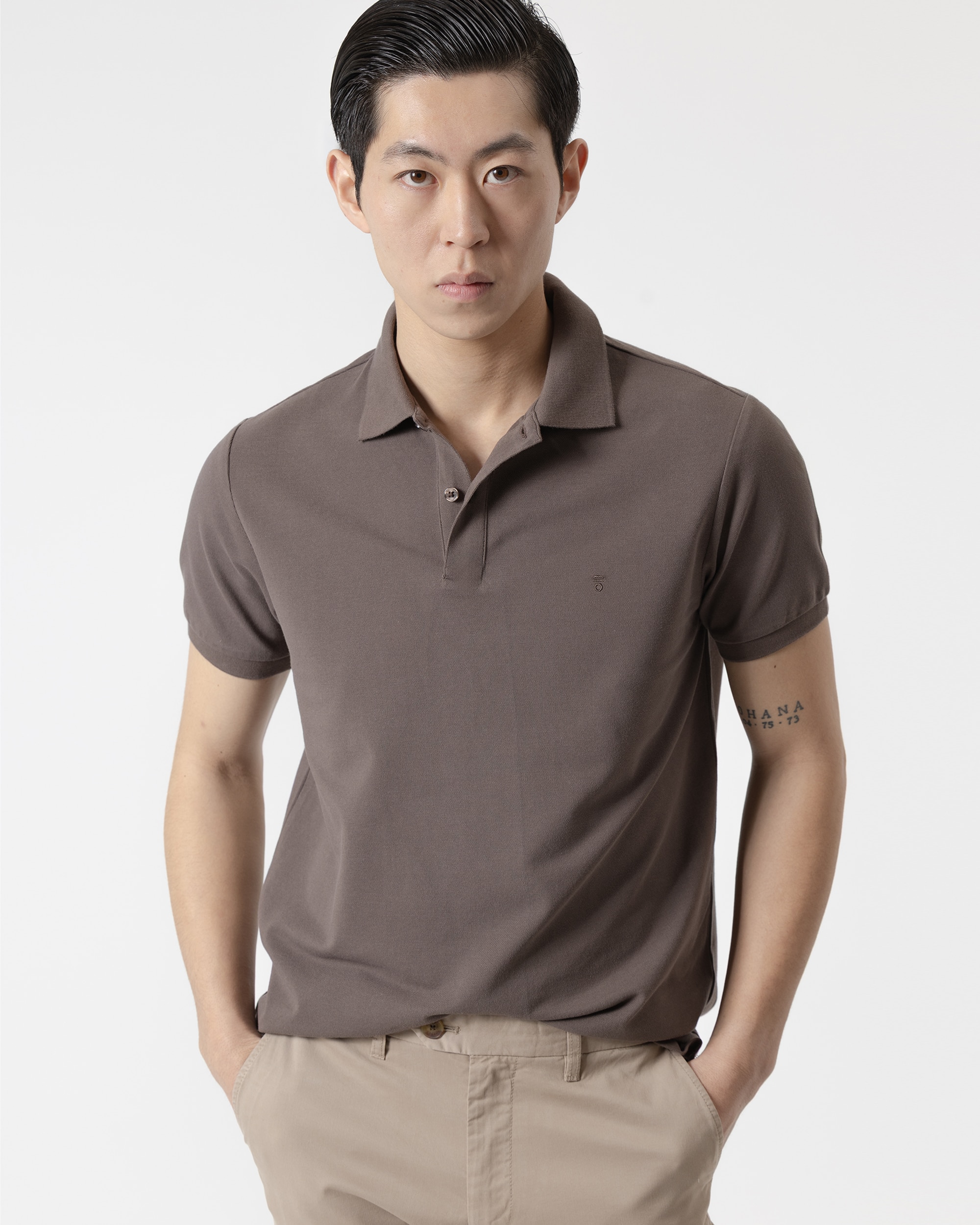Polo básico piqué de hombre algodón slim fit - PuroEgo - Topo Topo-2