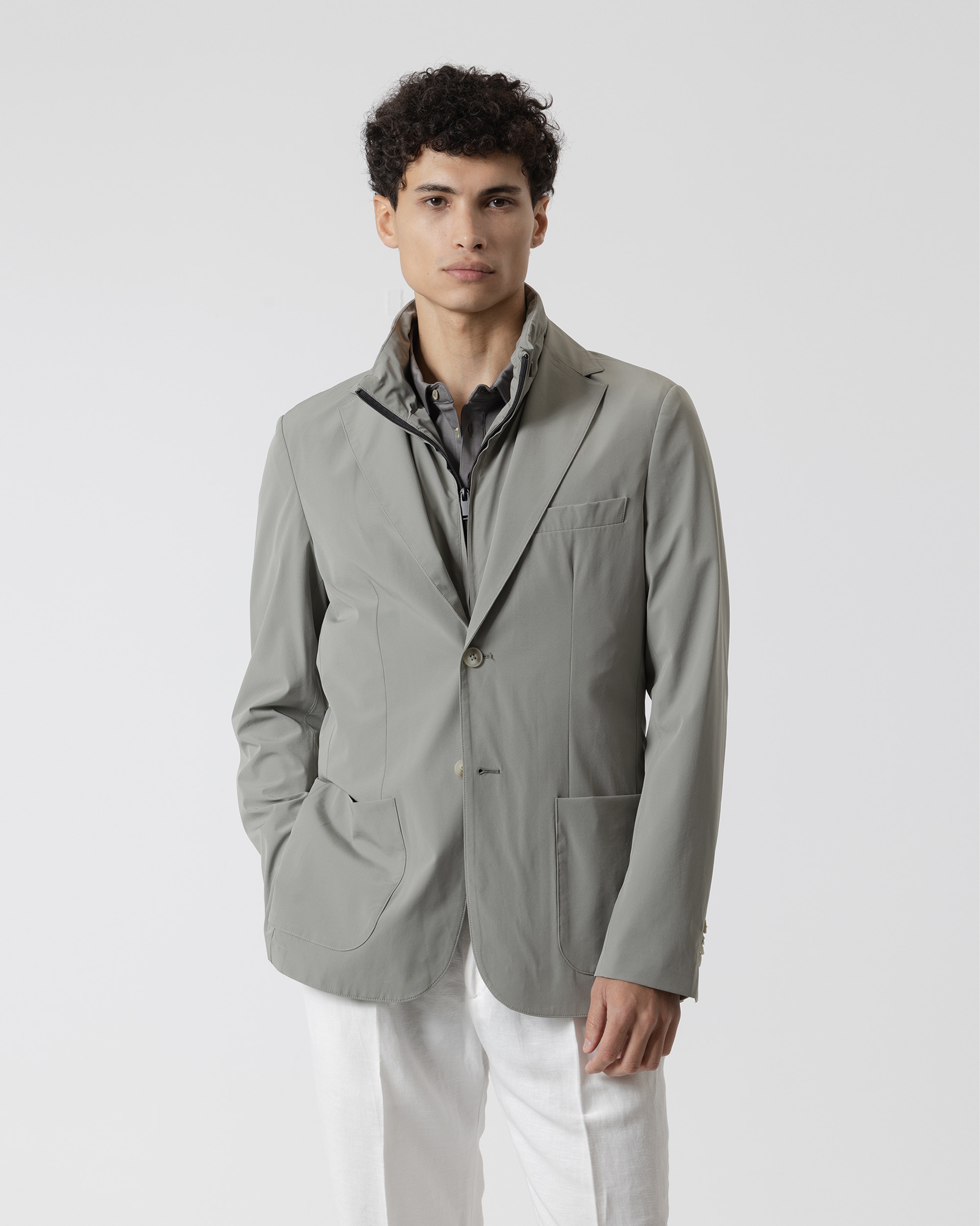 Imagen 0 de Americana técnica slim fit de hombre Gris