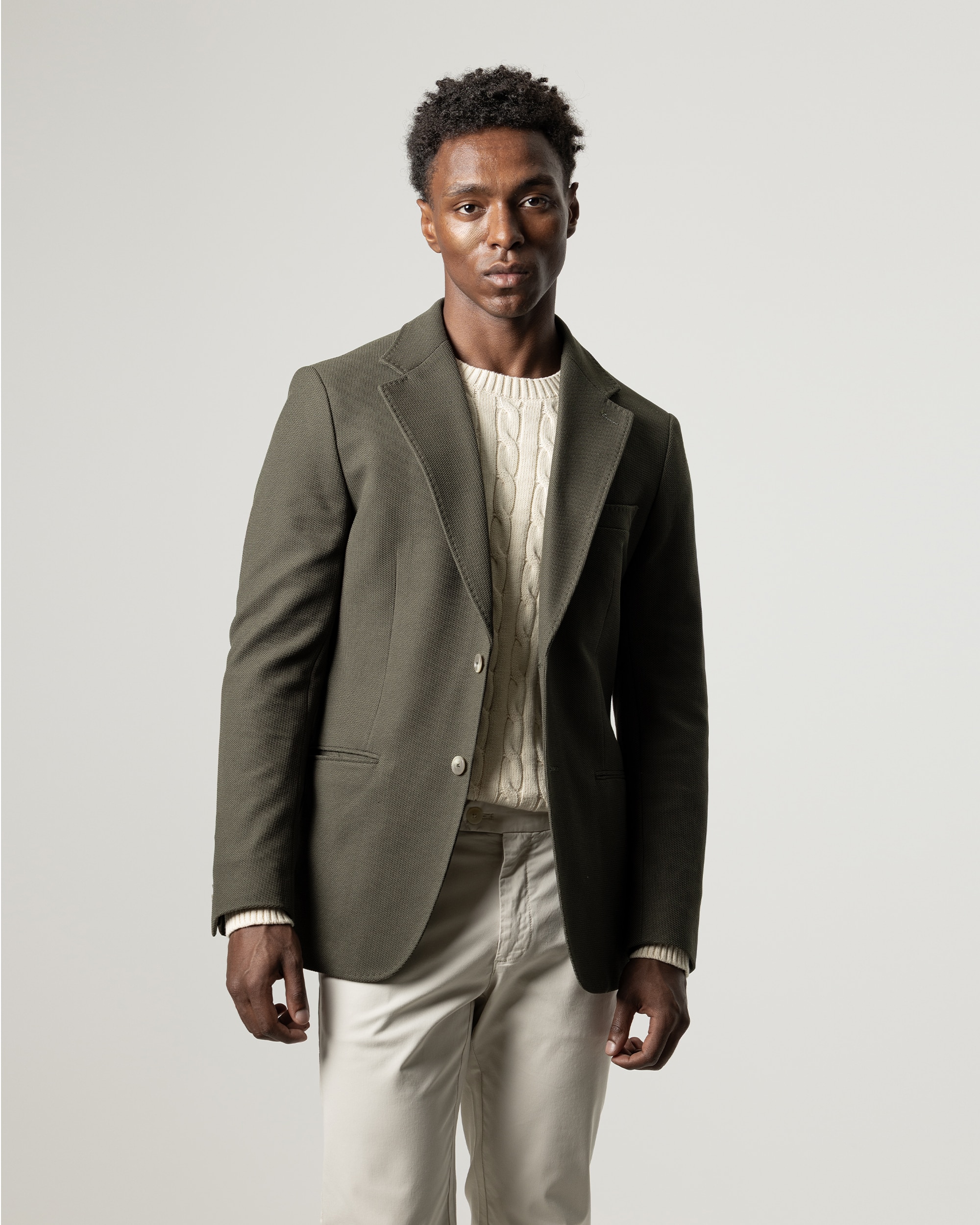 Imagen 0 de Americana microestructura de hombre slim fit Verde