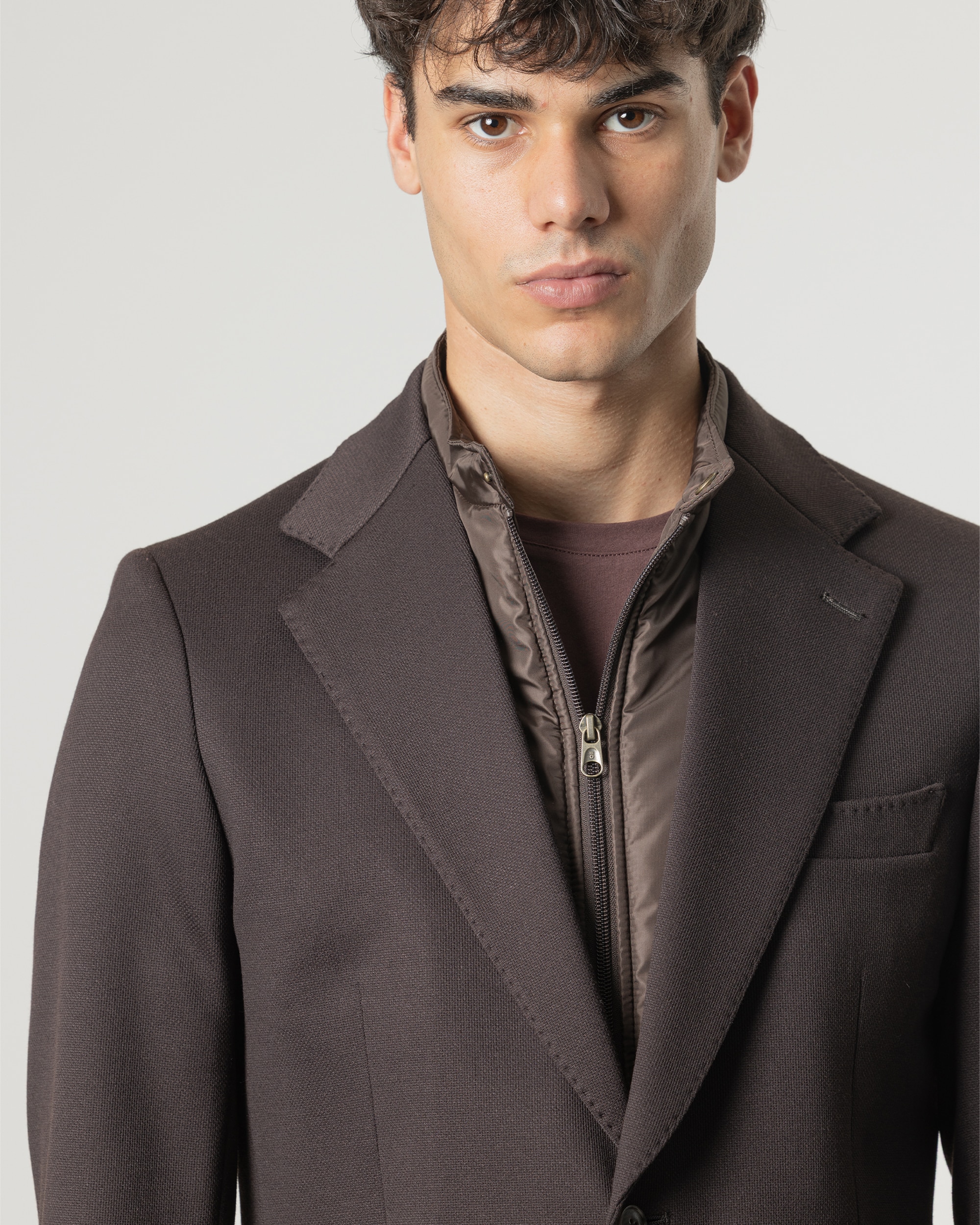 Americana de hombre con chaleco interior desmontable - PuroEgo - Marrón oscuro Marrón oscuro-3