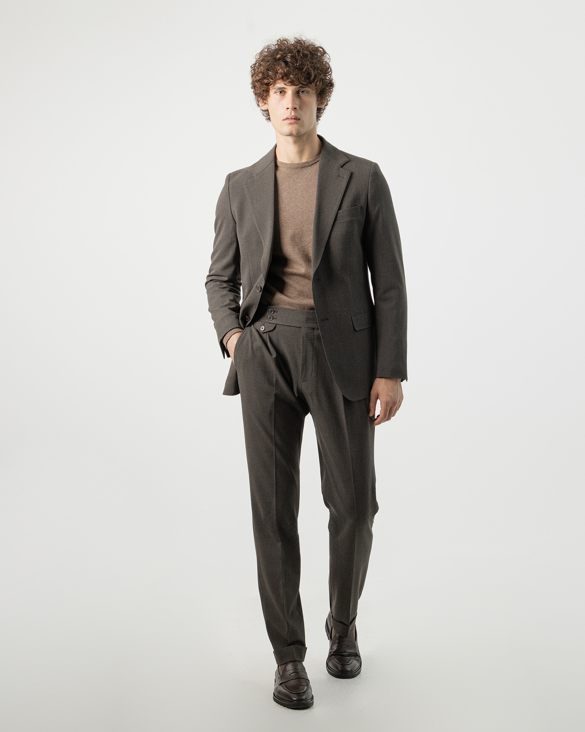 Pantalón de vestir con pinzas de hombre wide fit - PuroEgo - Marrón oscuro Marrón oscuro-2