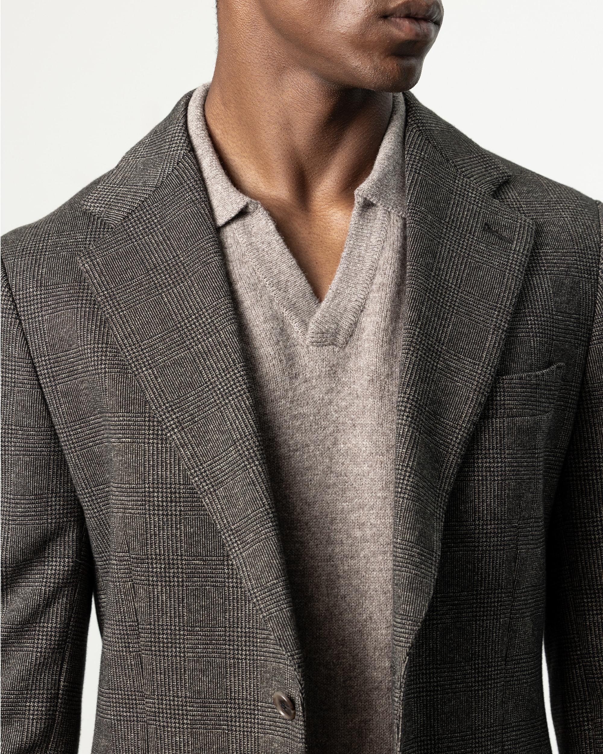 Americana cuadro galés de hombre slim fit - PuroEgo - Marrón oscuro Marrón oscuro-3