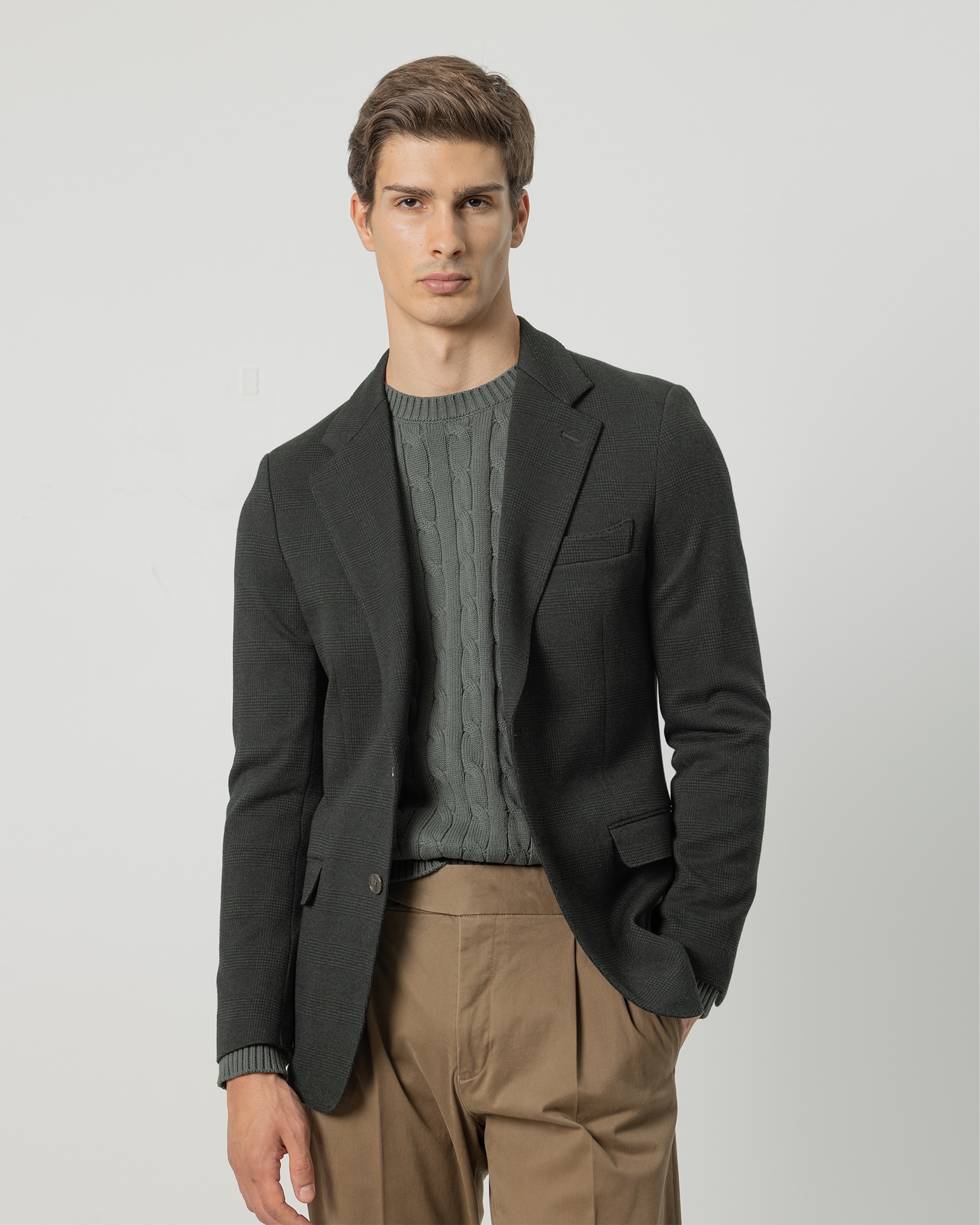 Americana cuadro galés de hombre slim fit - PuroEgo - Verde oscuro Verde oscuro-2