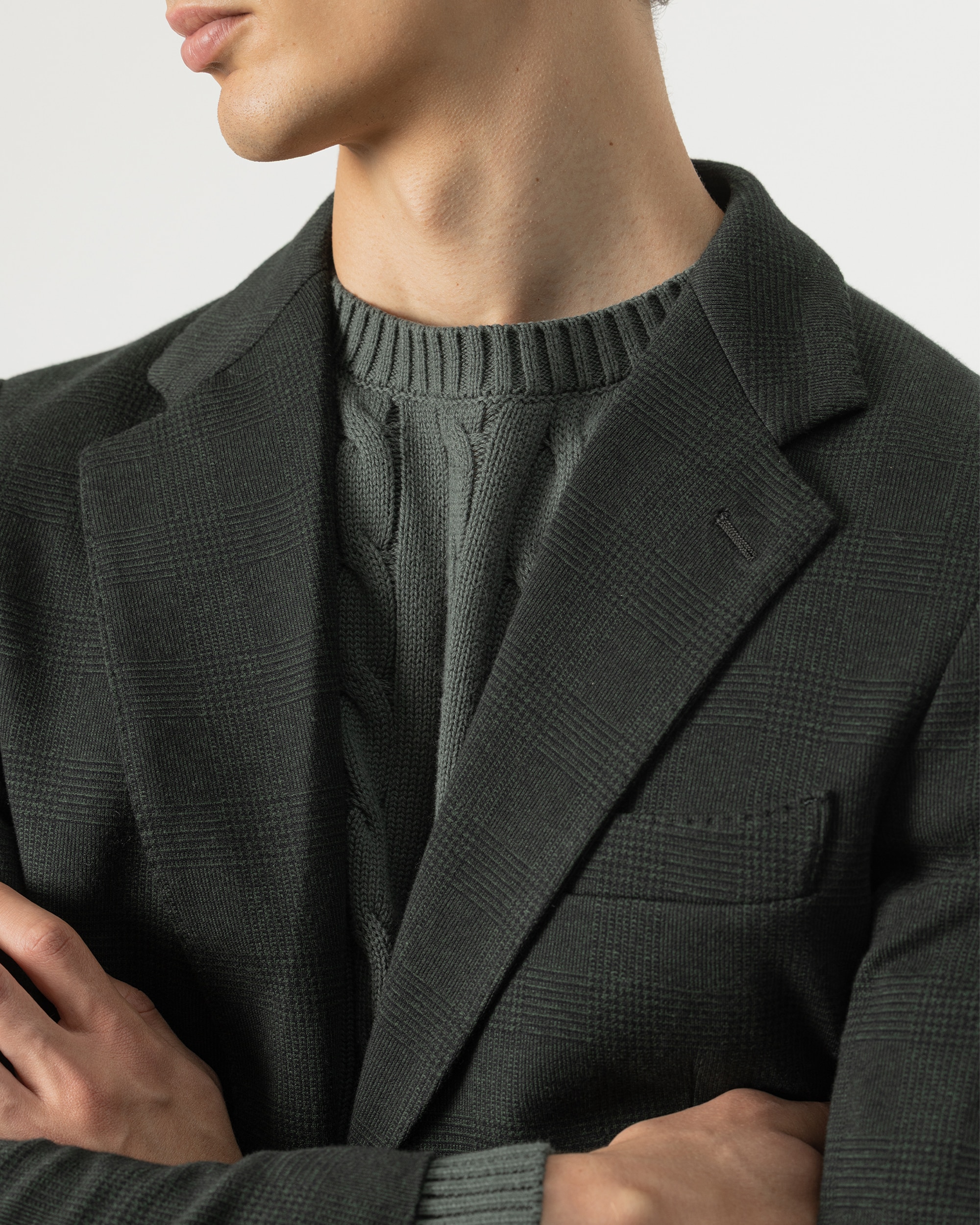 Americana cuadro galés de hombre slim fit - PuroEgo - Verde oscuro Verde oscuro-3