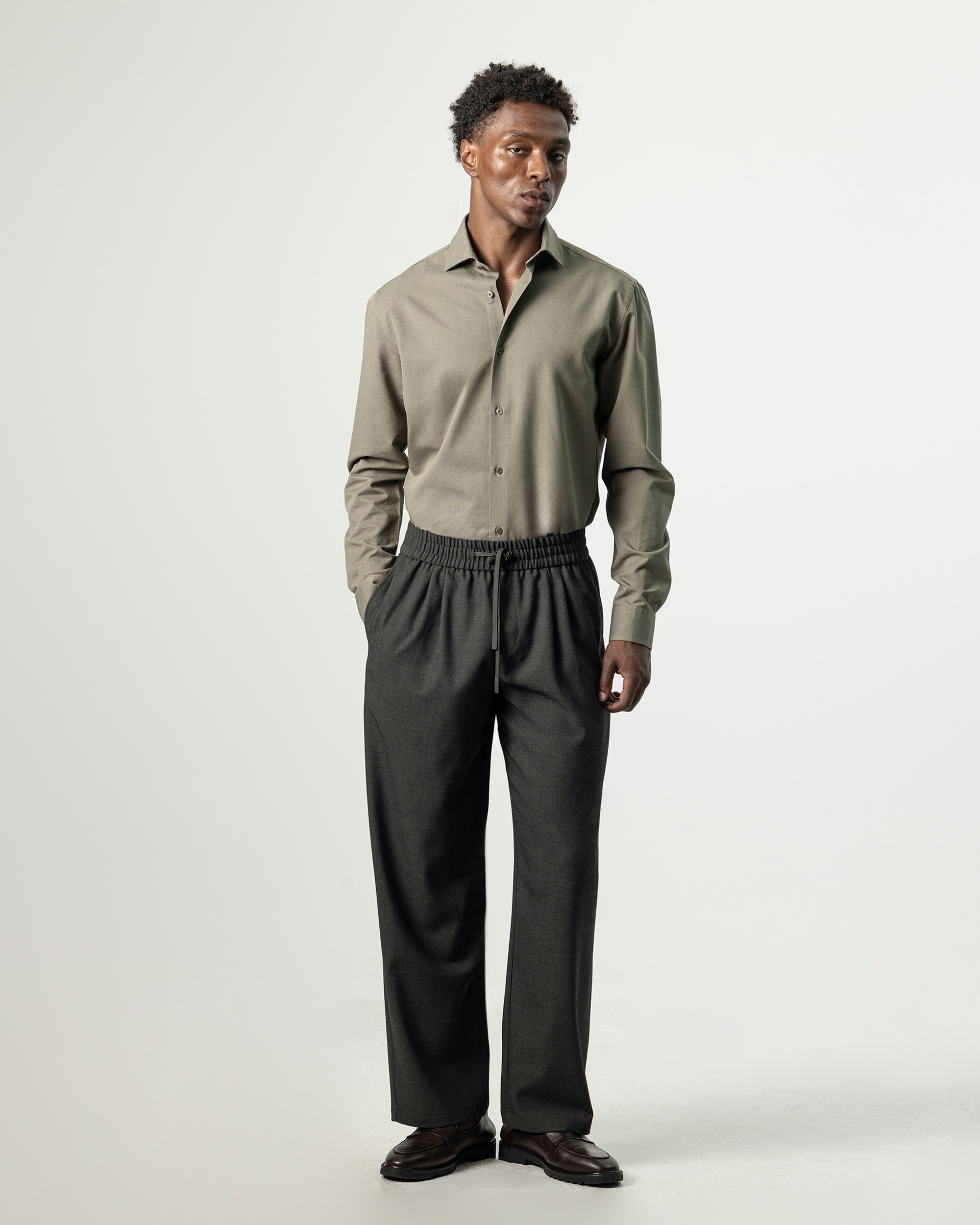 Pantalón cintura elástica de hombre wide fit - PuroEgo - Verde oscuro Verde oscuro-2