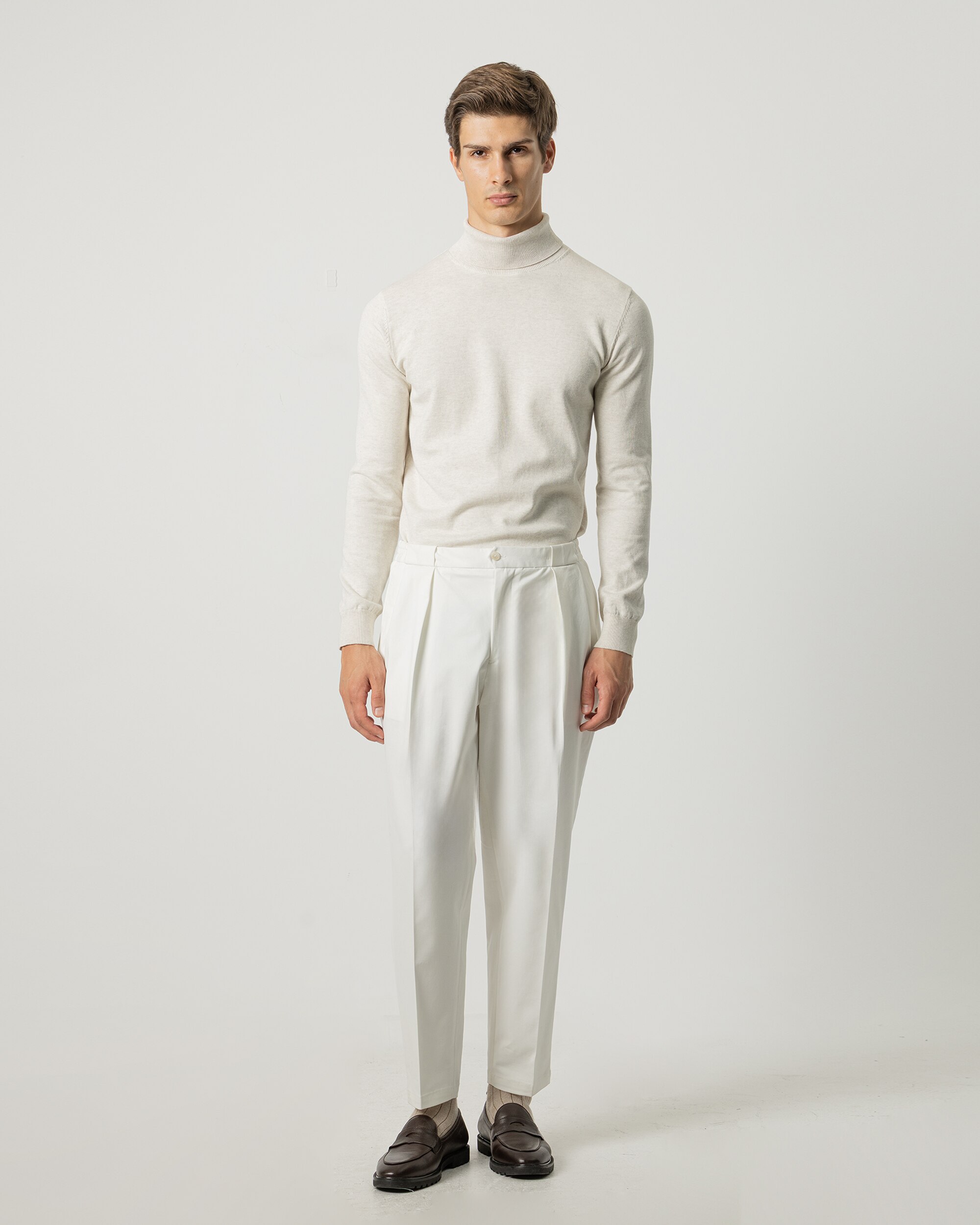 Pantalón algodón cintura elástica de hombre wide fit - PuroEgo - Blanco Blanco-1