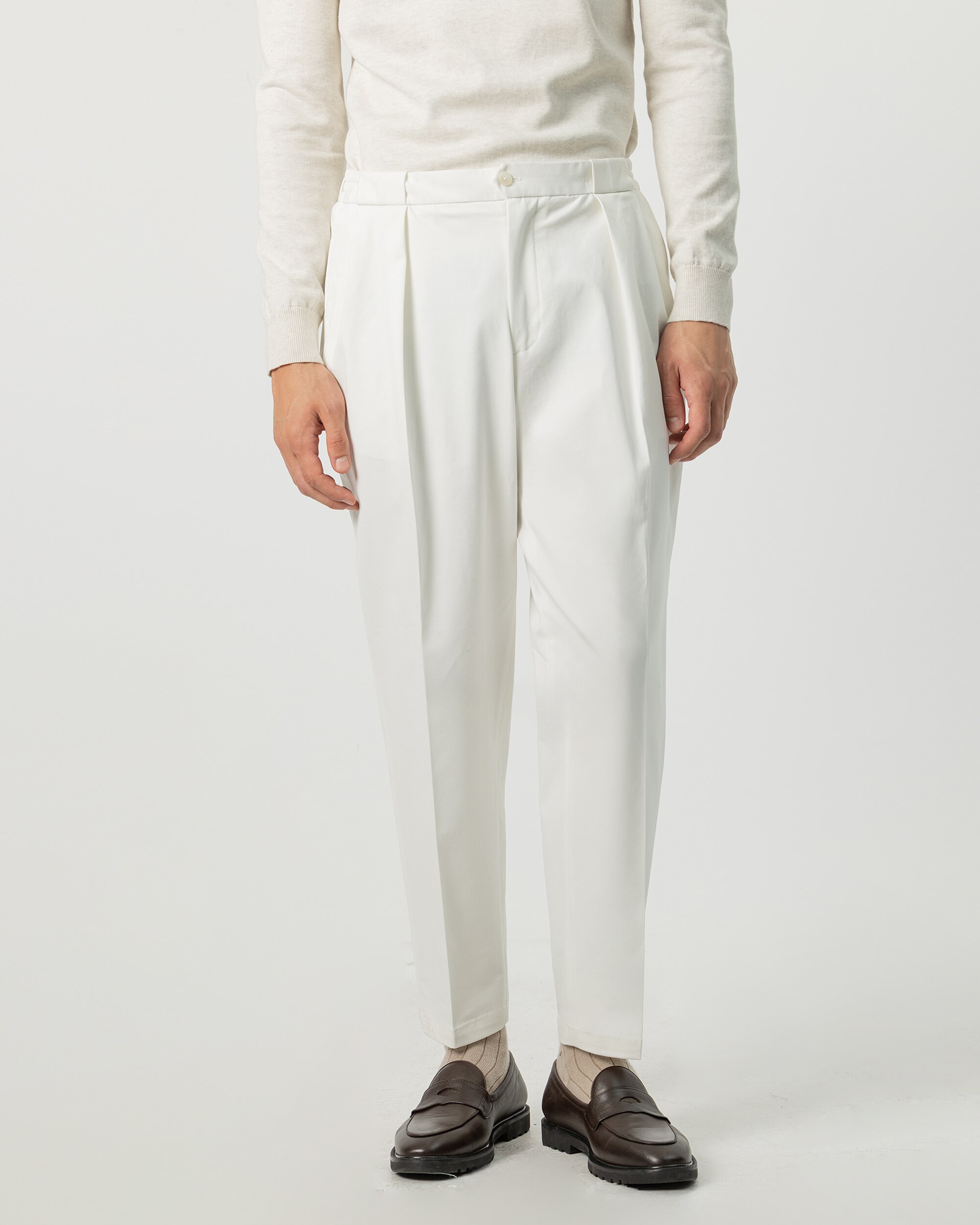 Pantalón algodón cintura elástica de hombre wide fit - PuroEgo - Blanco Blanco-2