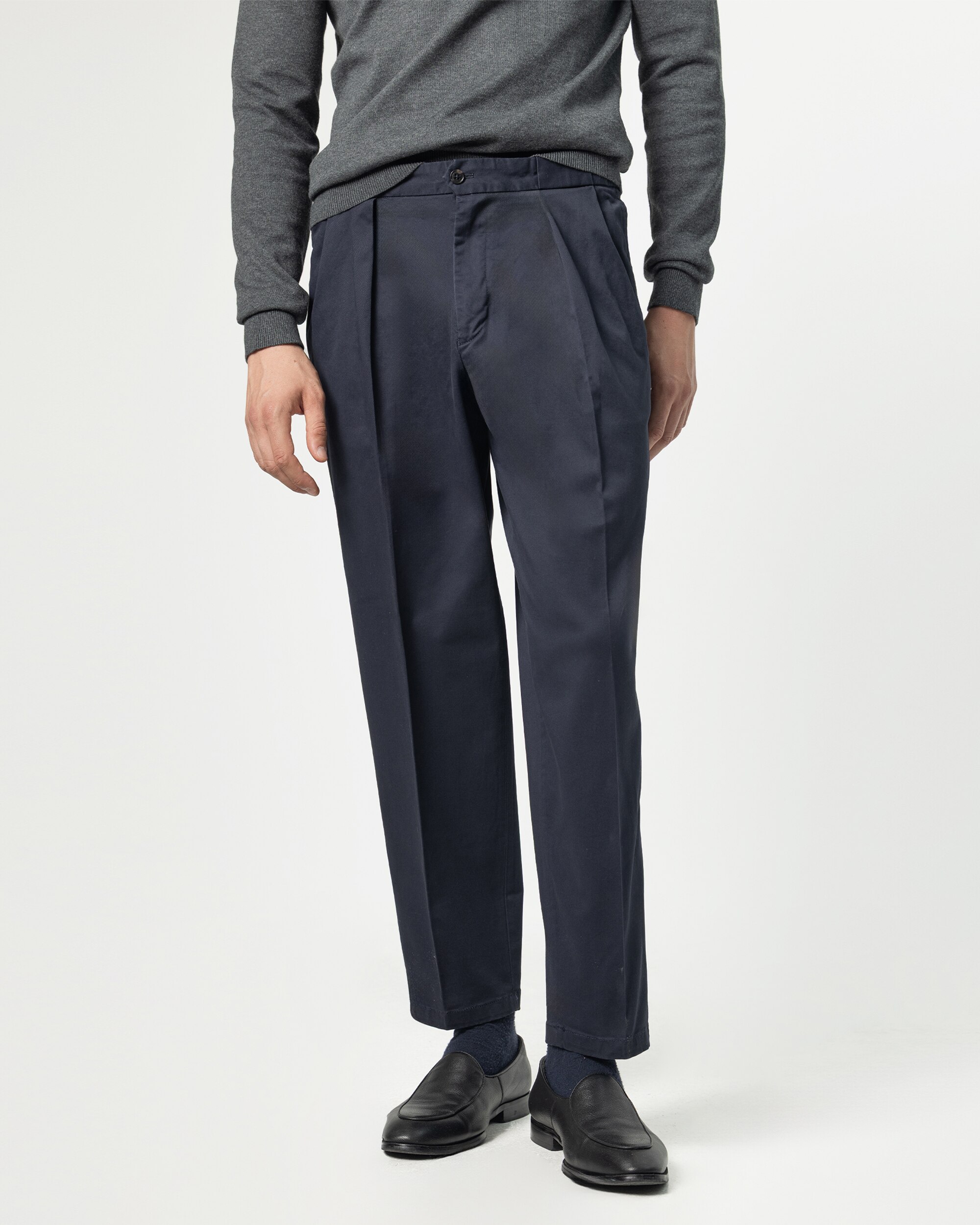 Pantalón algodón cintura elástica de hombre wide fit - PuroEgo - Azul marino Azul marino-2