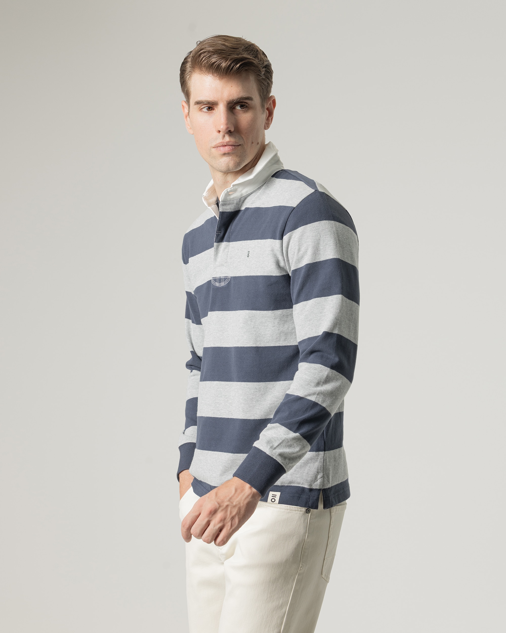 Imagen 2 de Polo rugby rayas manga larga de hombre - PuroEgo - Azul oscuro Azul oscuro