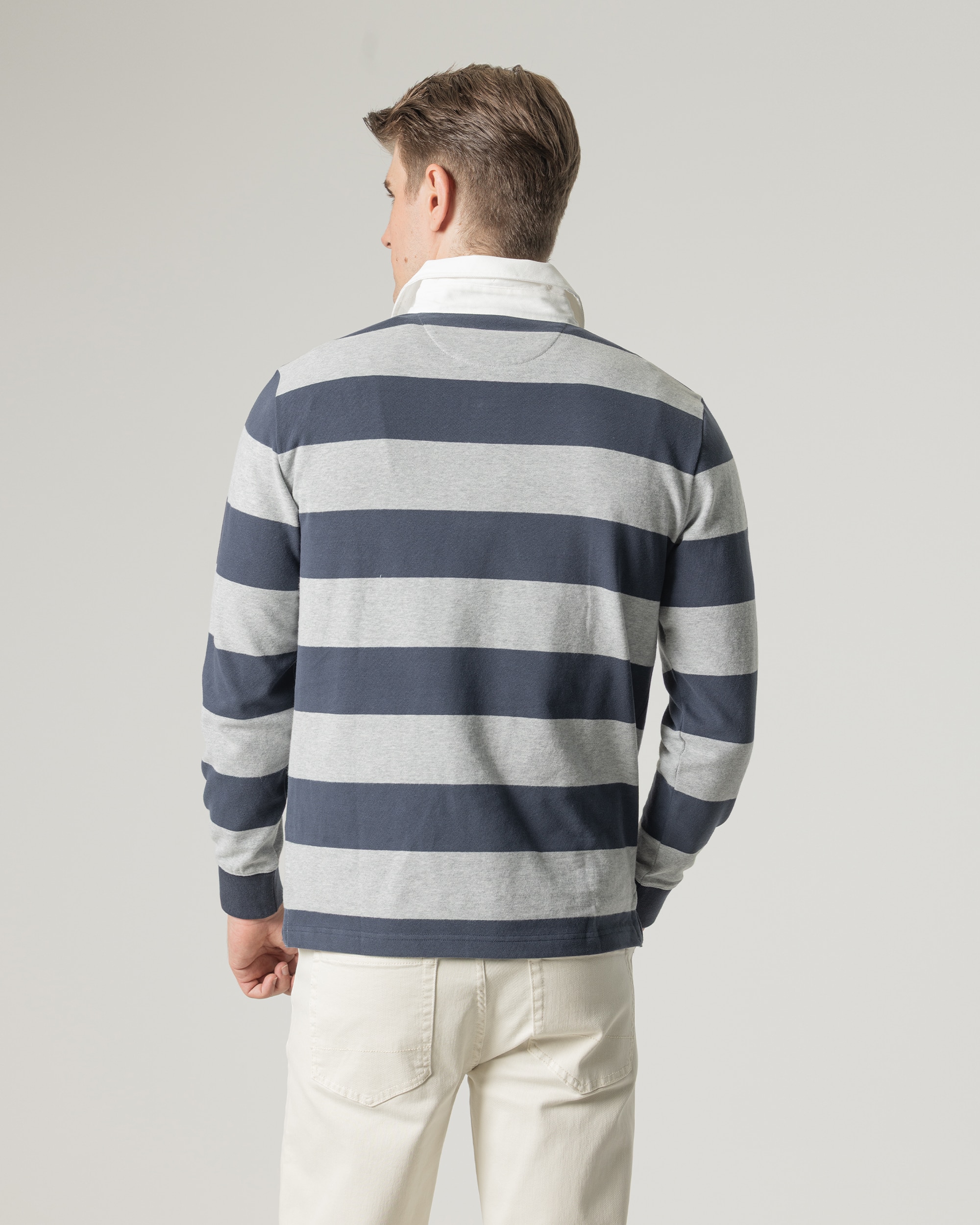 Imagen 4 de Polo rugby rayas manga larga de hombre - PuroEgo - Azul oscuro Azul oscuro