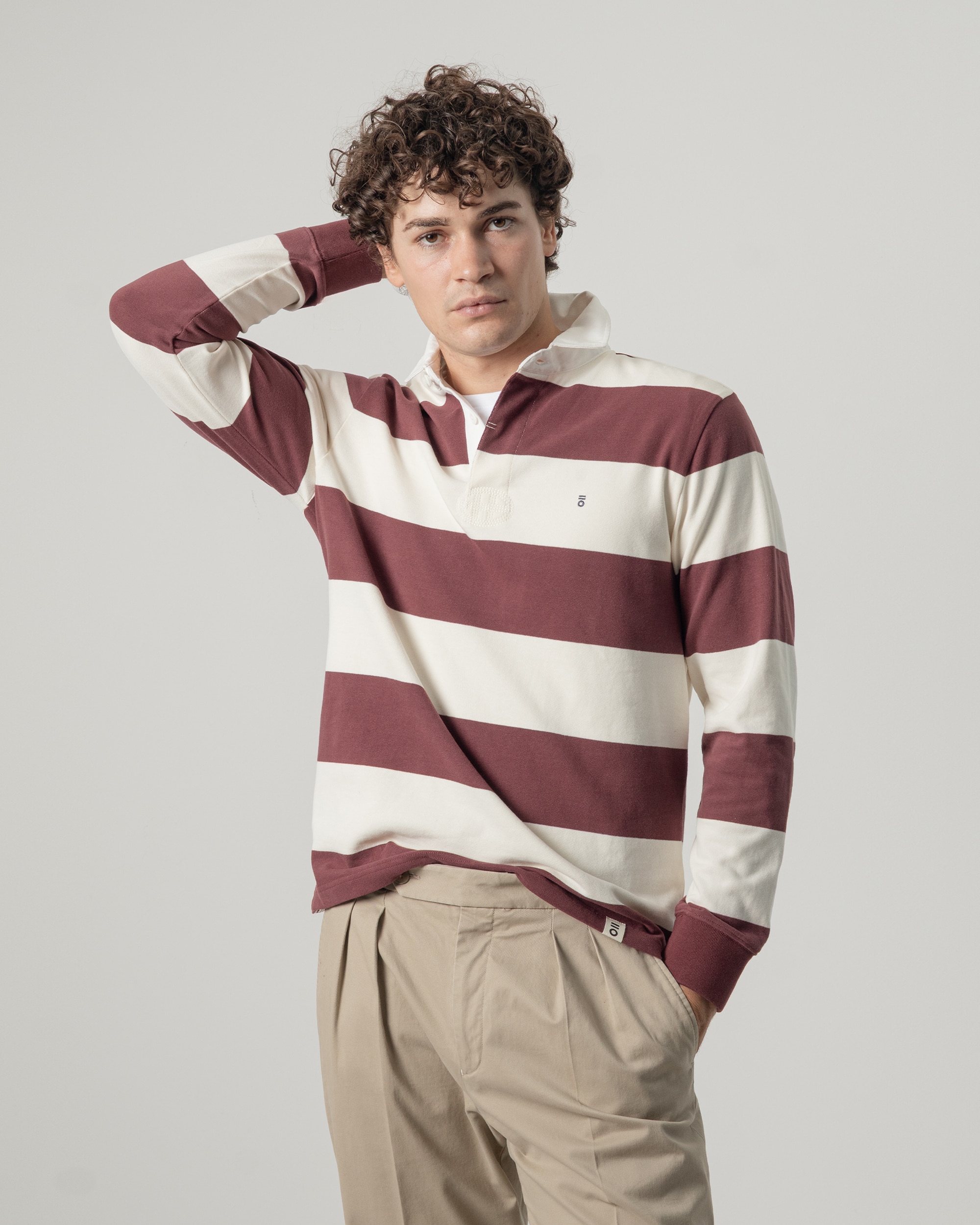 Polo rugby rayas manga larga de hombre - PuroEgo - Burdeos Burdeos-1