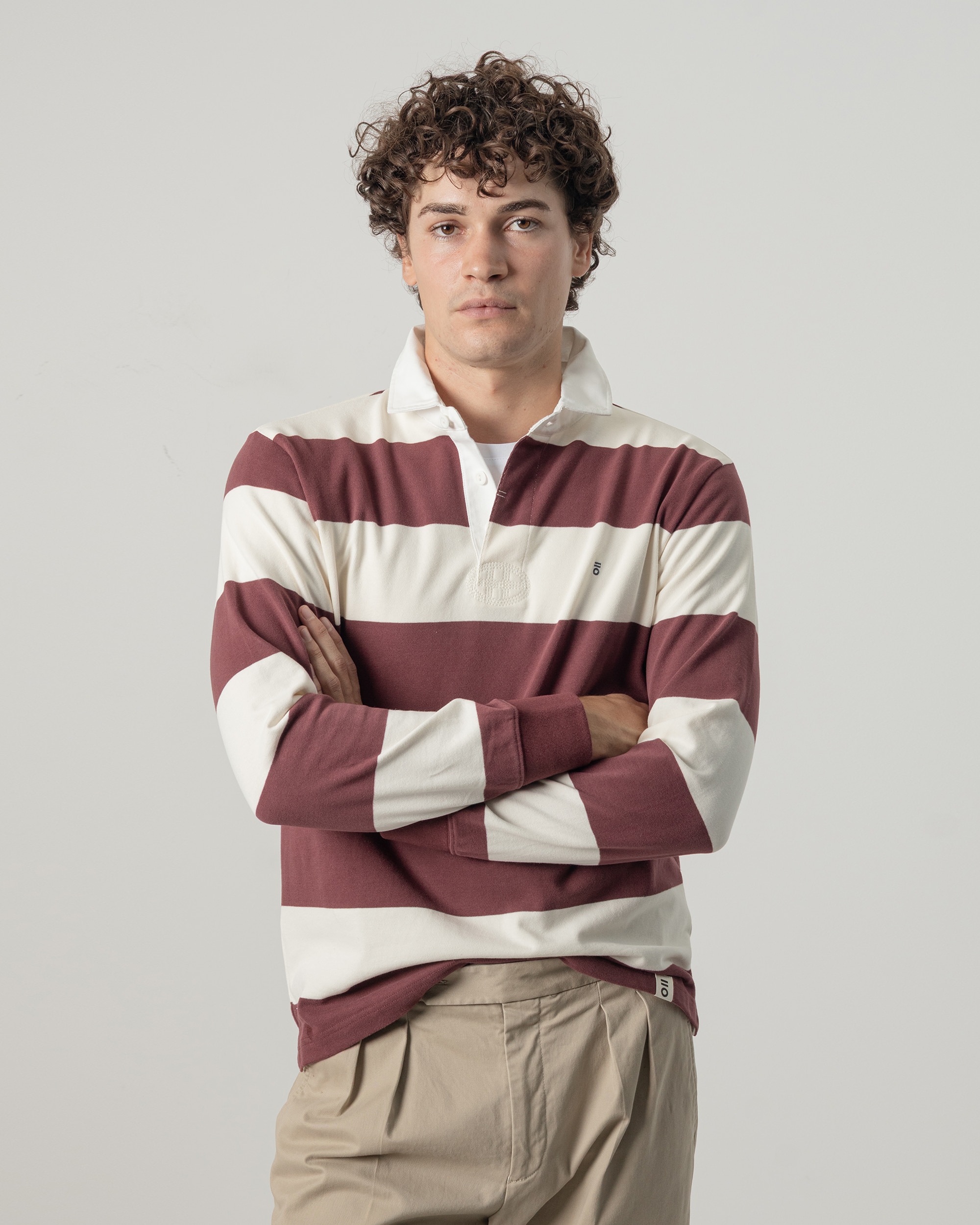 Polo rugby rayas manga larga de hombre - PuroEgo - Burdeos Burdeos-2