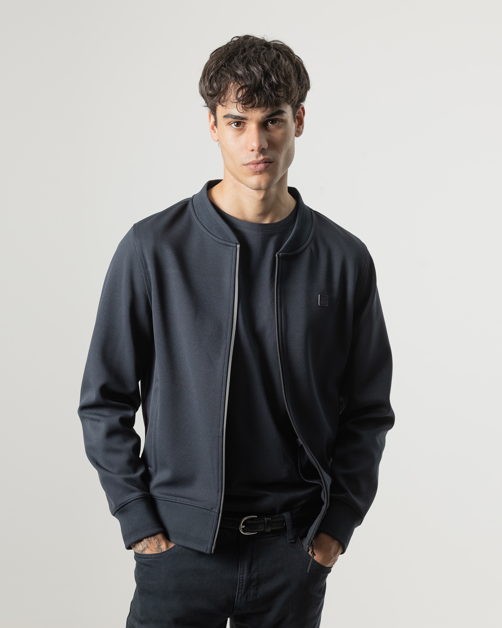 Imagen 0 de Sudadera técnica bomber de hombre Azul oscuro