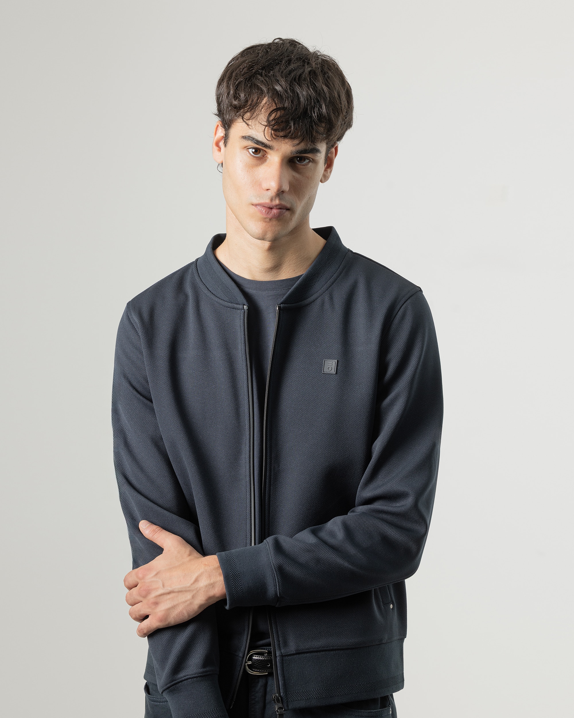 Sudadera técnica bomber de hombre - PuroEgo - Azul oscuro Azul oscuro-2