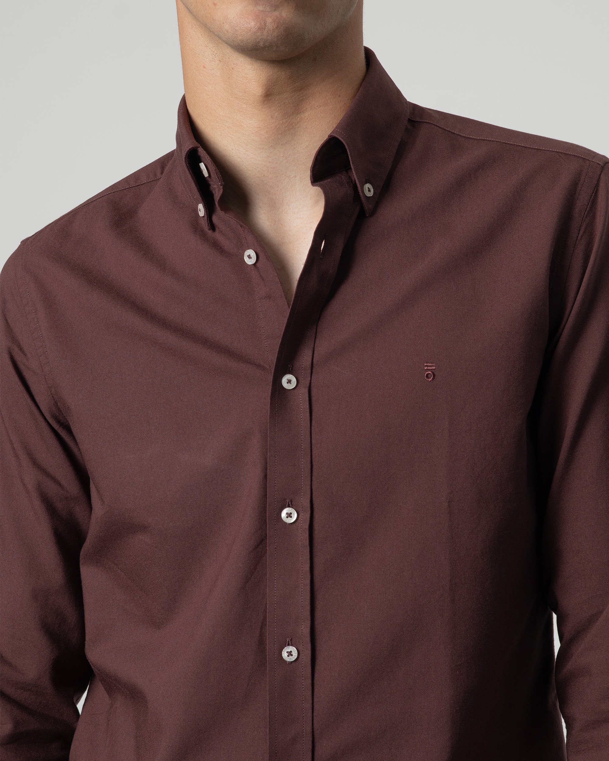 Camisa oxford algodón de hombre slim fit - PuroEgo - Marrón oscuro Marrón oscuro-3