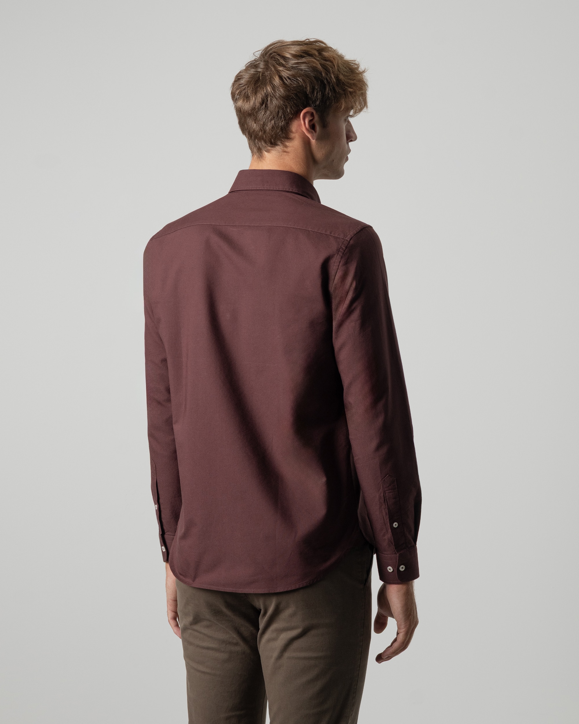 Camisa oxford algodón de hombre slim fit - PuroEgo - Marrón oscuro Marrón oscuro-4