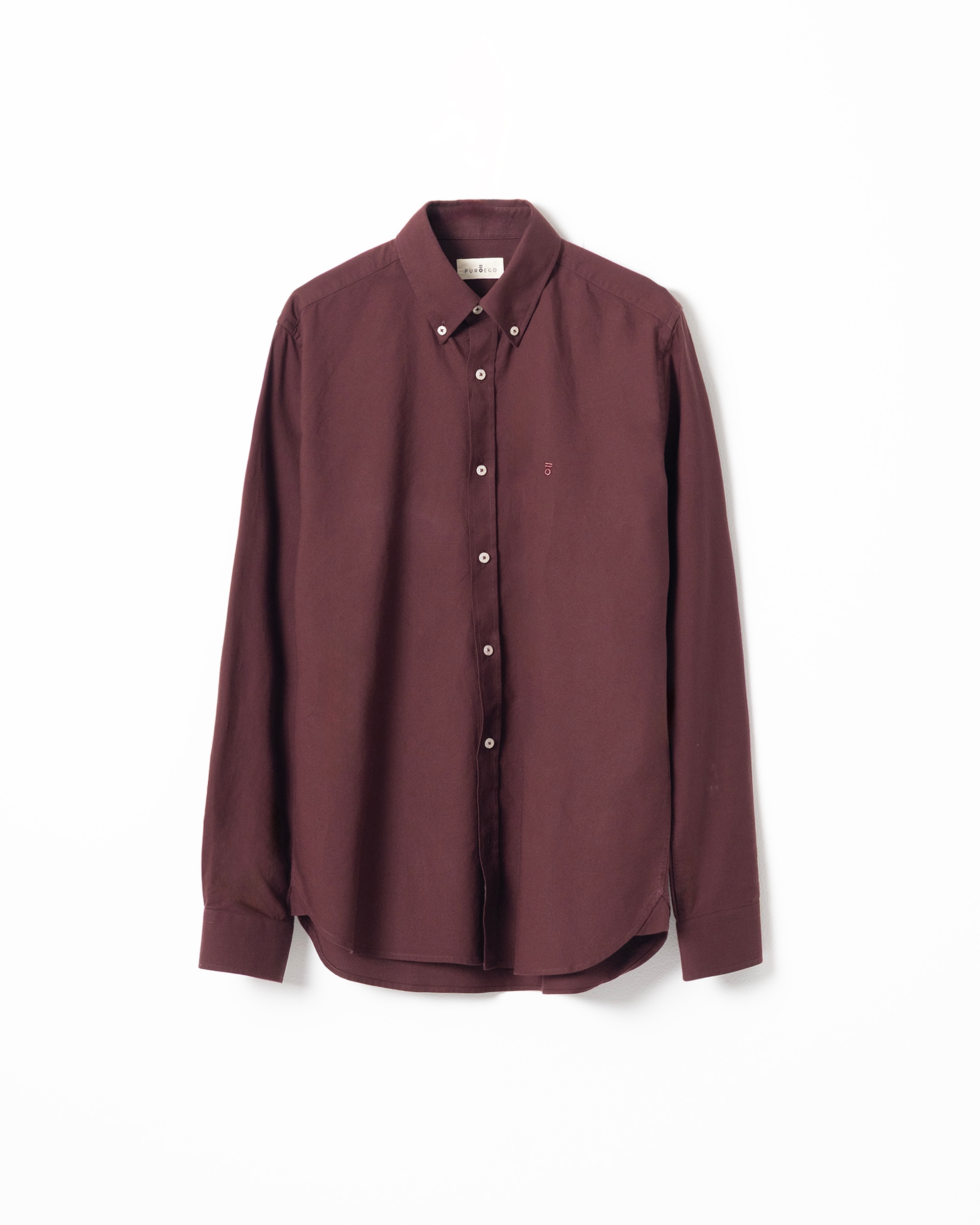 Camisa oxford algodón de hombre slim fit - PuroEgo - Burdeos Burdeos-5