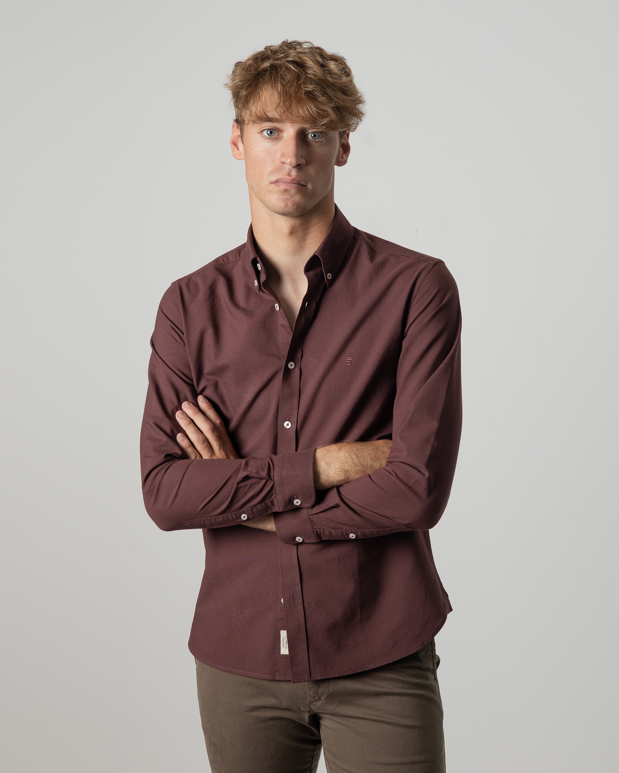 Imagen 0 de Camisa oxford algodón de hombre slim fit Marrón oscuro
