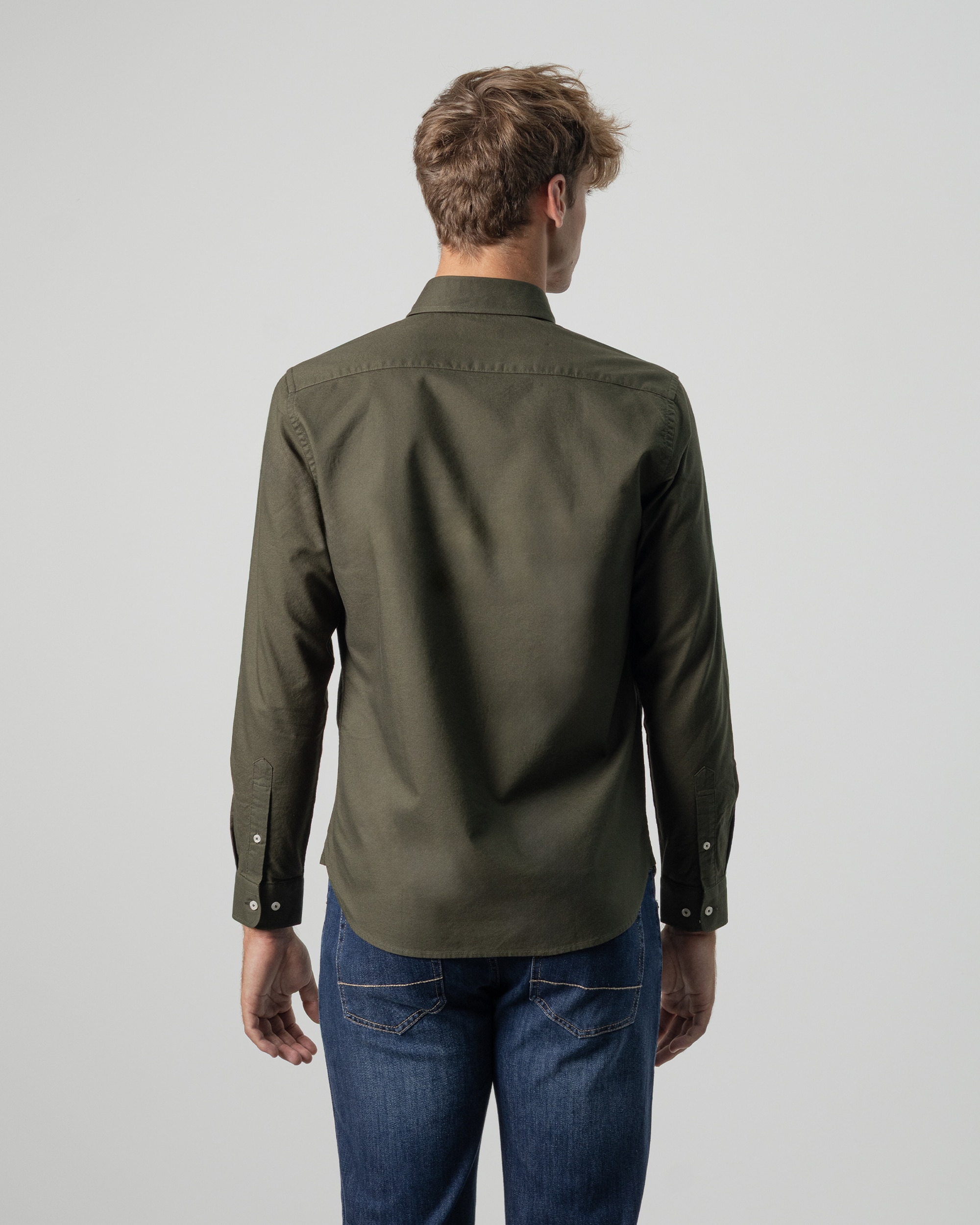 Camisa oxford algodón de hombre slim fit - PuroEgo - Verde oscuro Verde oscuro-4