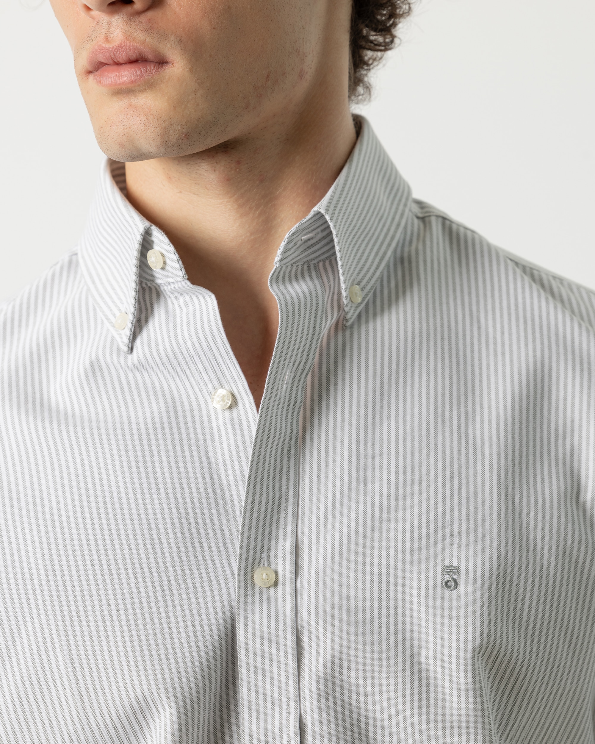 Camisa oxford algodón mil rayas de hombre slim fit - PuroEgo - Kaki Kaki-3