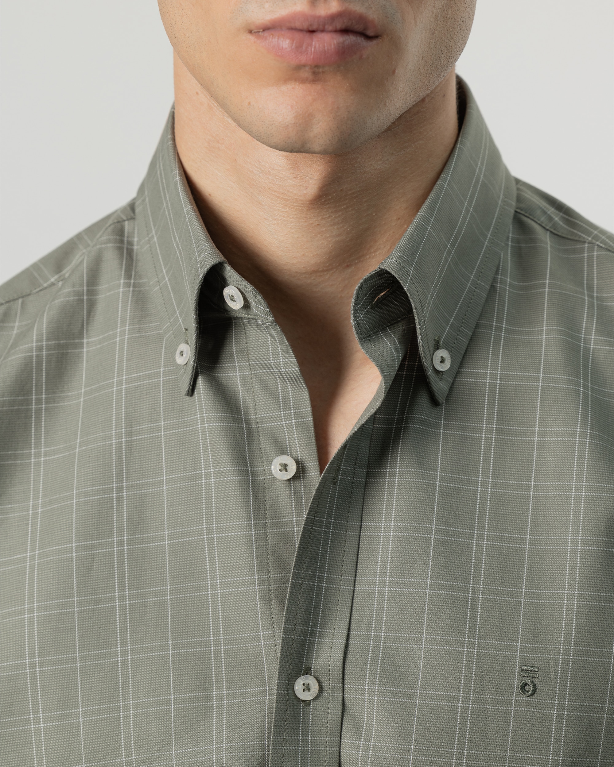 Camisa cuadros ventana de hombre slim fit - PuroEgo - Verde Verde-3