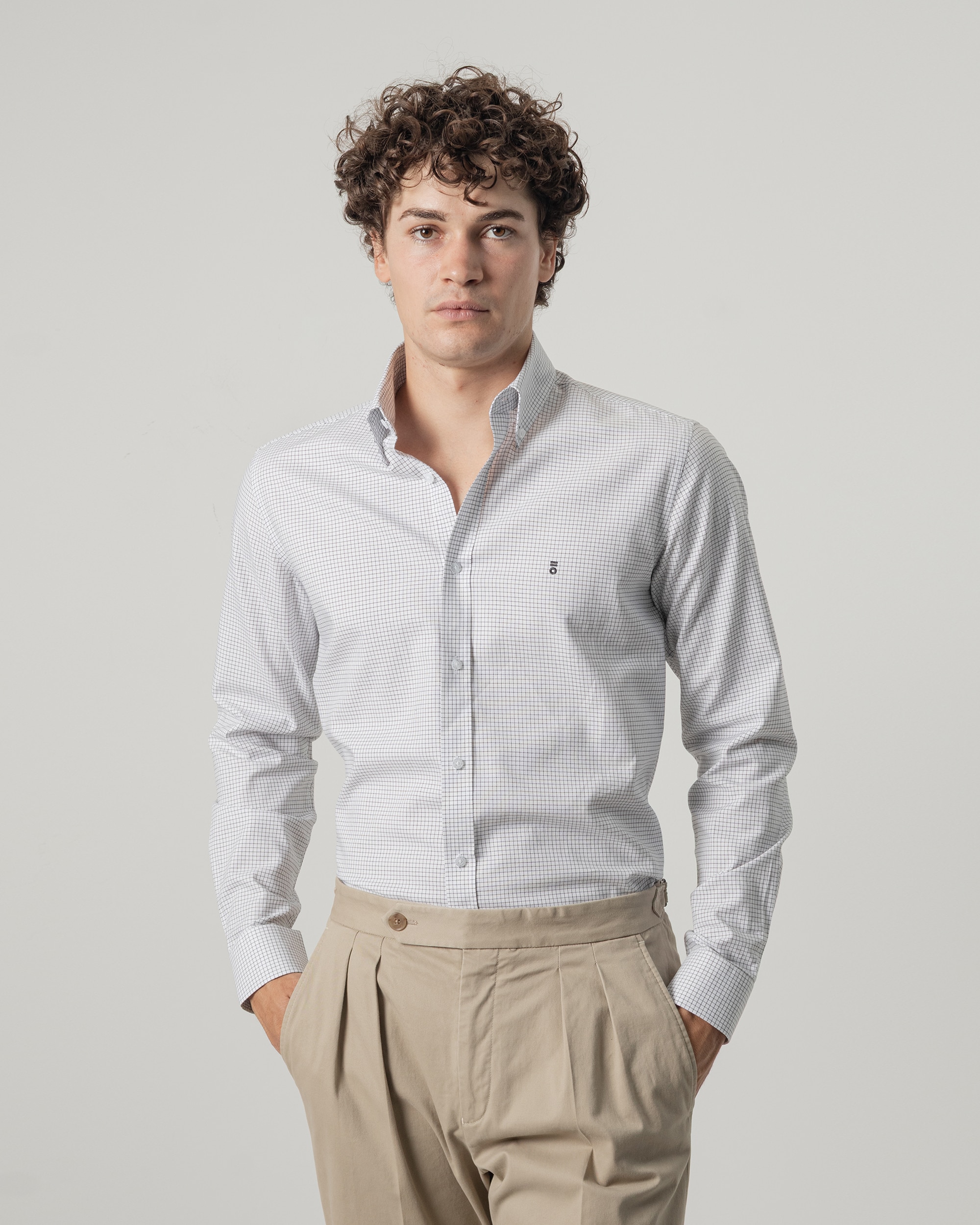 Imagen 0 de Camisa cuadros algodón de hombre slim fit Negro