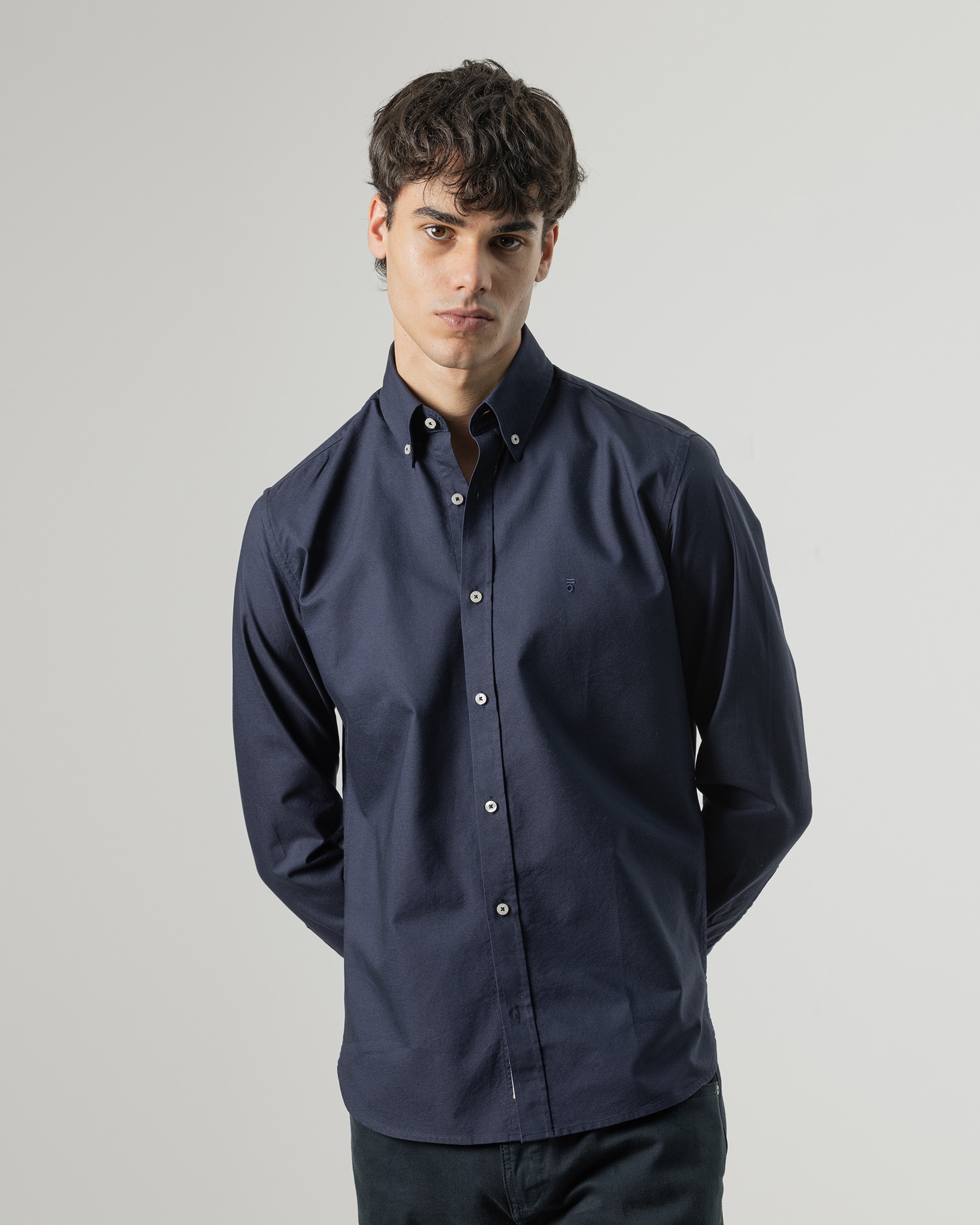 Imagen 0 de Camisa oxford algodón de hombre slim fit Azul marino