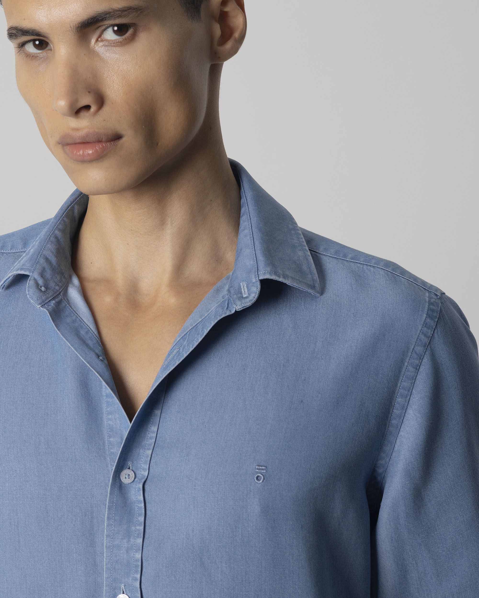 Camisa denim lyocell de hombre slim fit - PuroEgo - Azul claro Azul claro-3