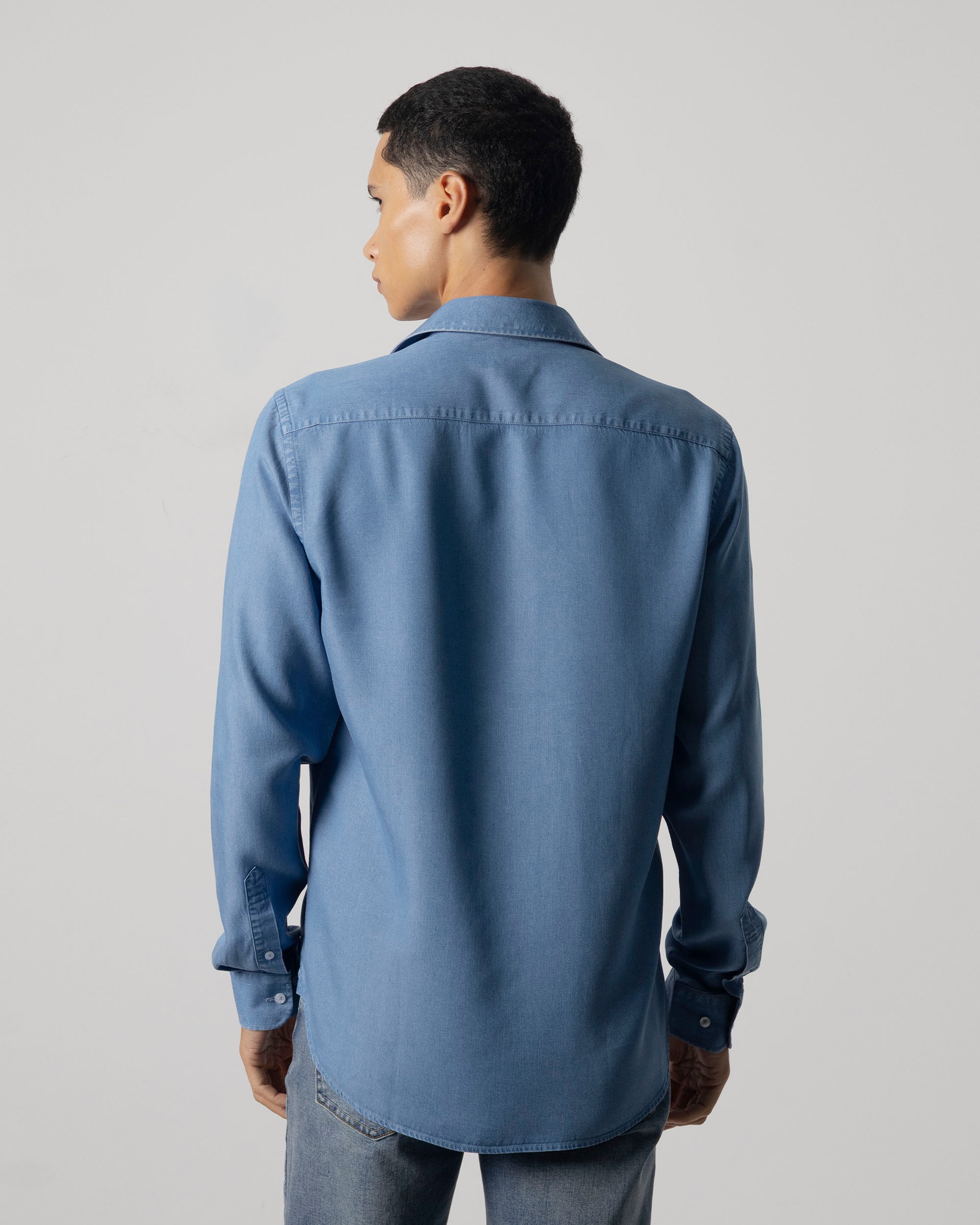 Camisa denim lyocell de hombre slim fit - PuroEgo - Azul claro Azul claro-4