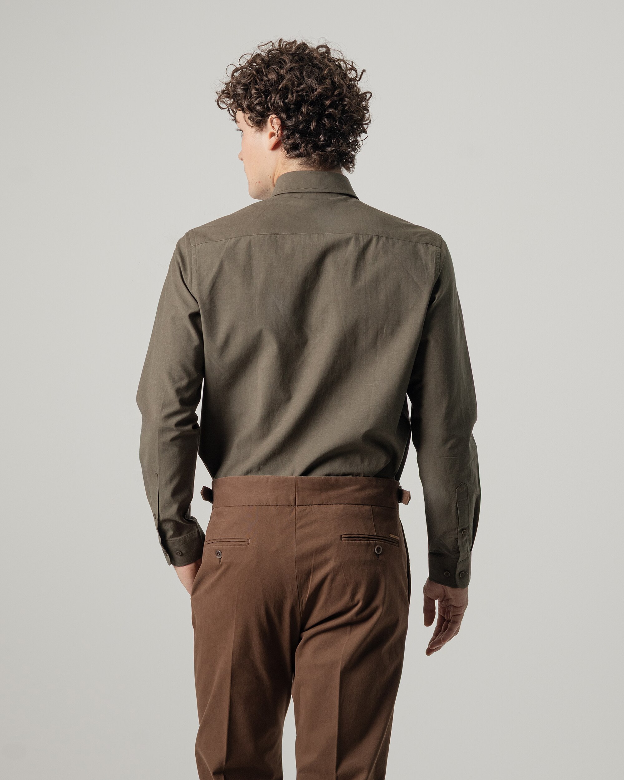Camisa lisa lyocell de hombre slim fit - PuroEgo - Verde Verde-4