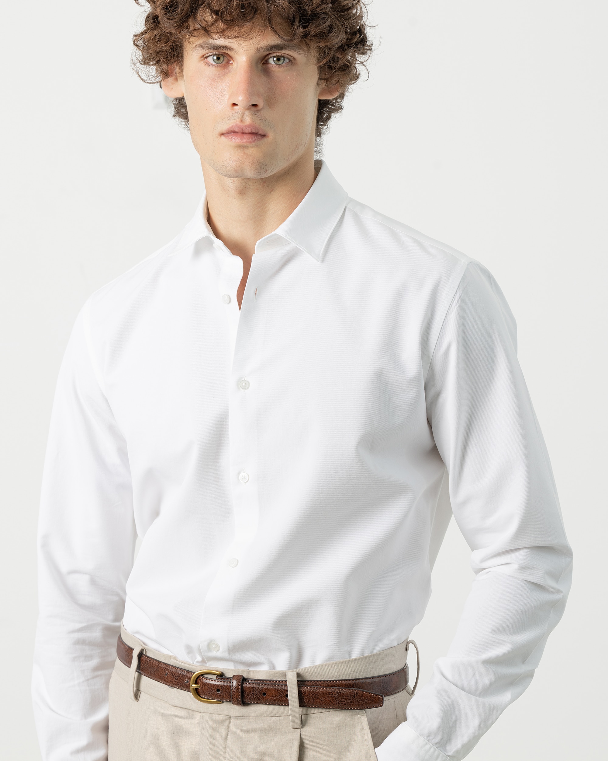 Imagen 2 de Camisa estructura algodón tencel de hombre slim fit - PuroEgo - Blanco Blanco