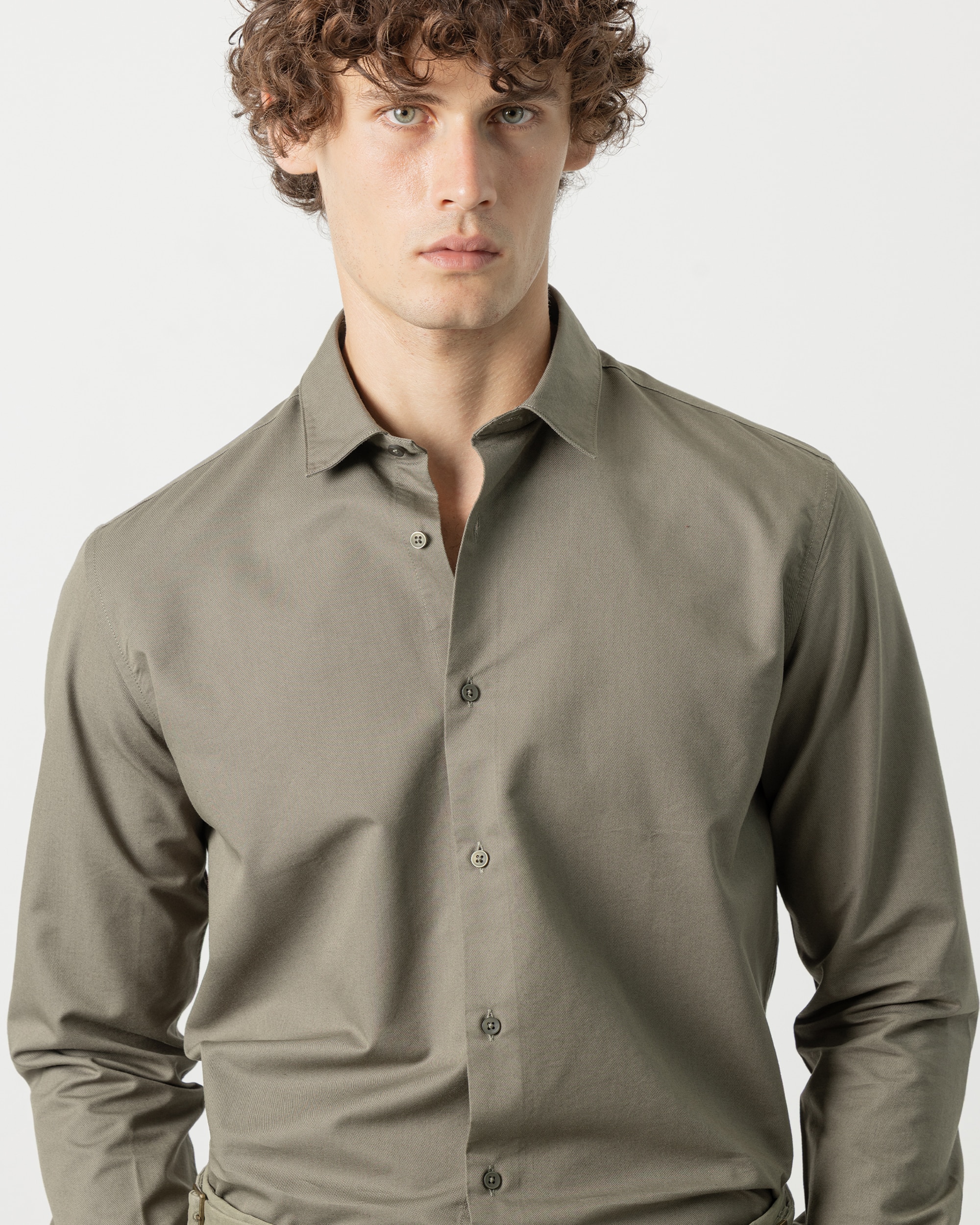Imagen 2 de Camisa estructura algodón tencel de hombre slim fit - PuroEgo - Verde militar Verde militar
