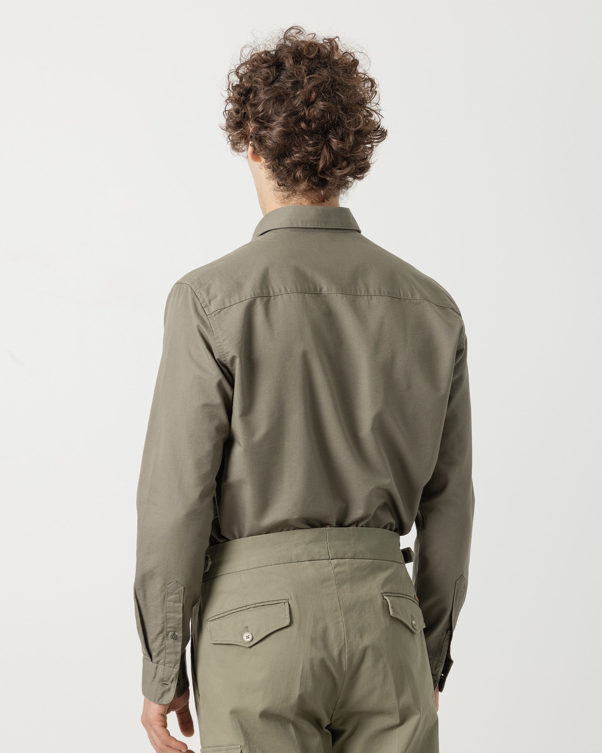 Imagen 4 de Camisa estructura algodón tencel de hombre slim fit - PuroEgo - Verde militar Verde militar