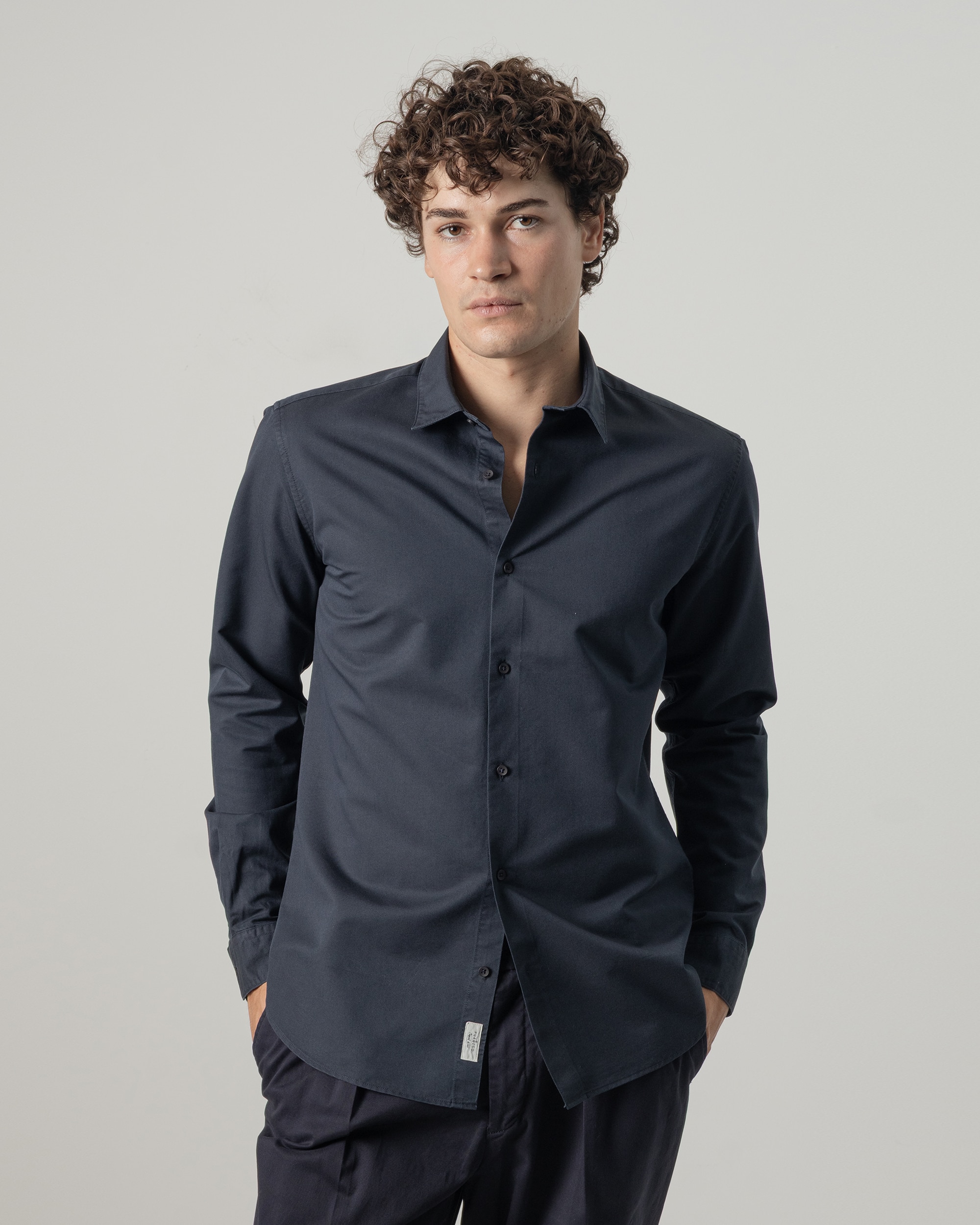 Imagen 1 de Camisa estructura algodón tencel de hombre slim fit - PuroEgo - Azul marino Azul marino