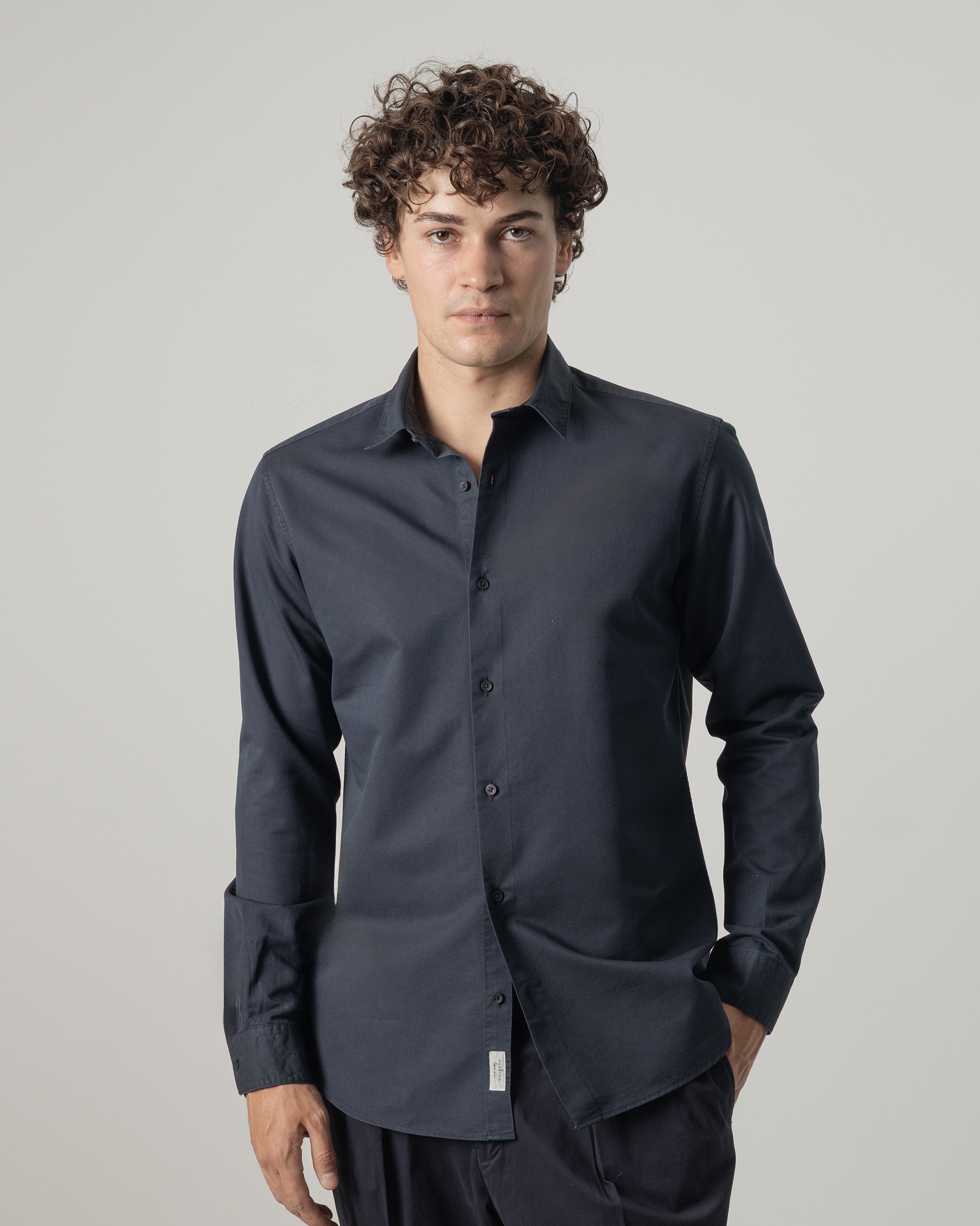 Imagen 2 de Camisa estructura algodón tencel de hombre slim fit - PuroEgo - Azul marino Azul marino