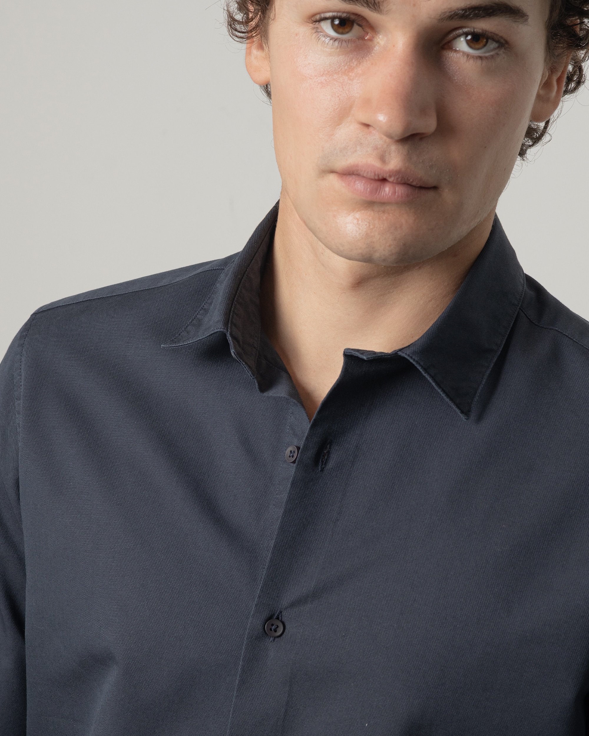 Imagen 3 de Camisa estructura algodón tencel de hombre slim fit - PuroEgo - Azul marino Azul marino