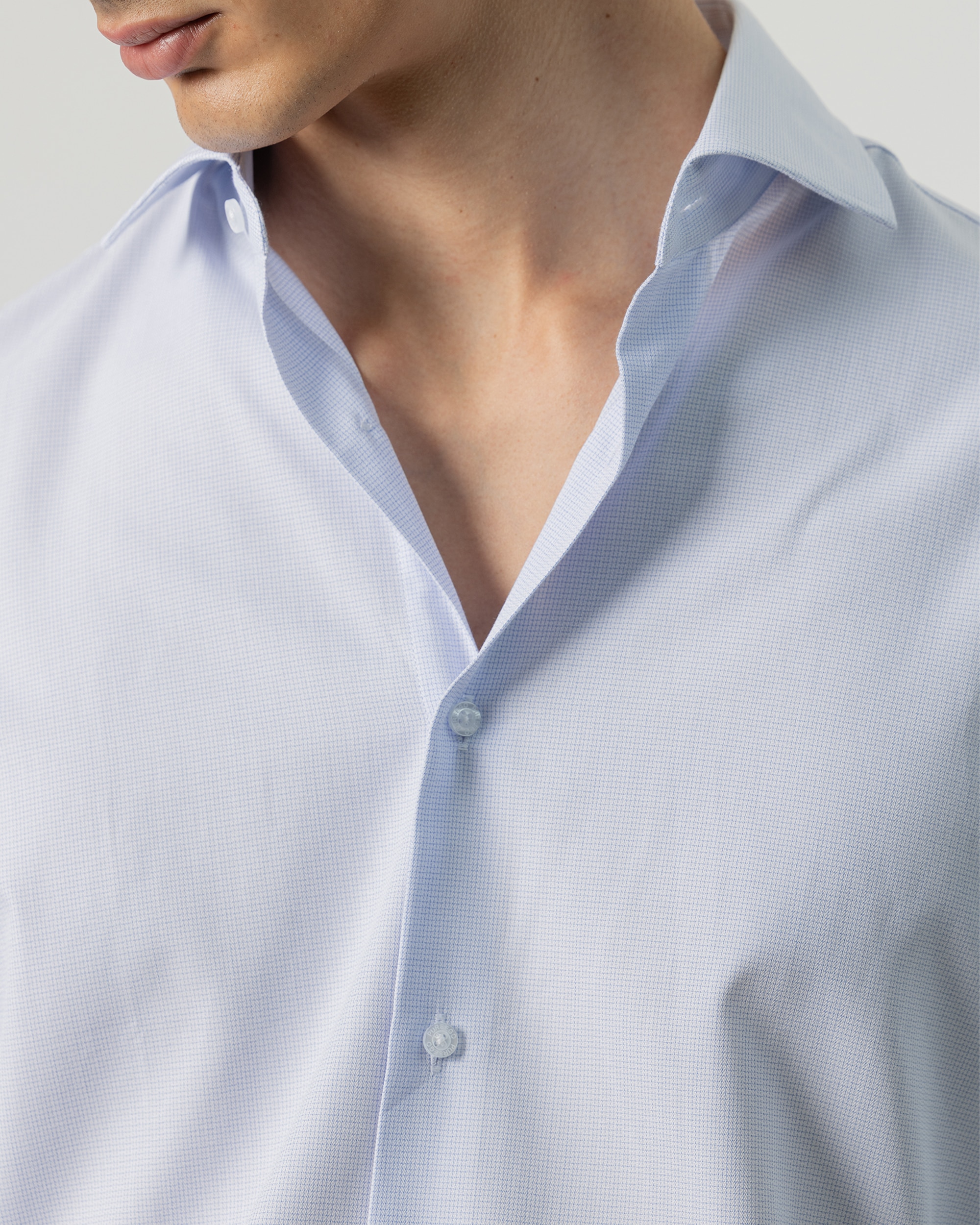 Camisa de vestir microcuadro de hombre regular fit - PuroEgo - Azul celeste Azul celeste-3