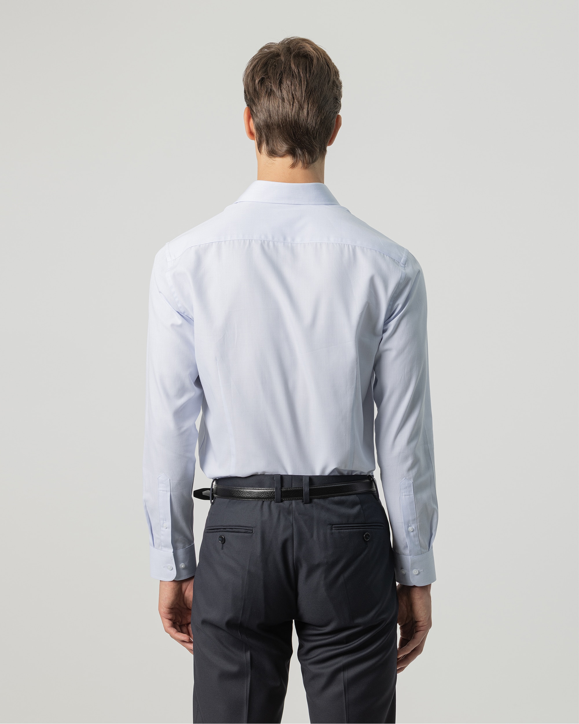 Camisa de vestir microcuadro de hombre regular fit - PuroEgo - Azul celeste Azul celeste-4