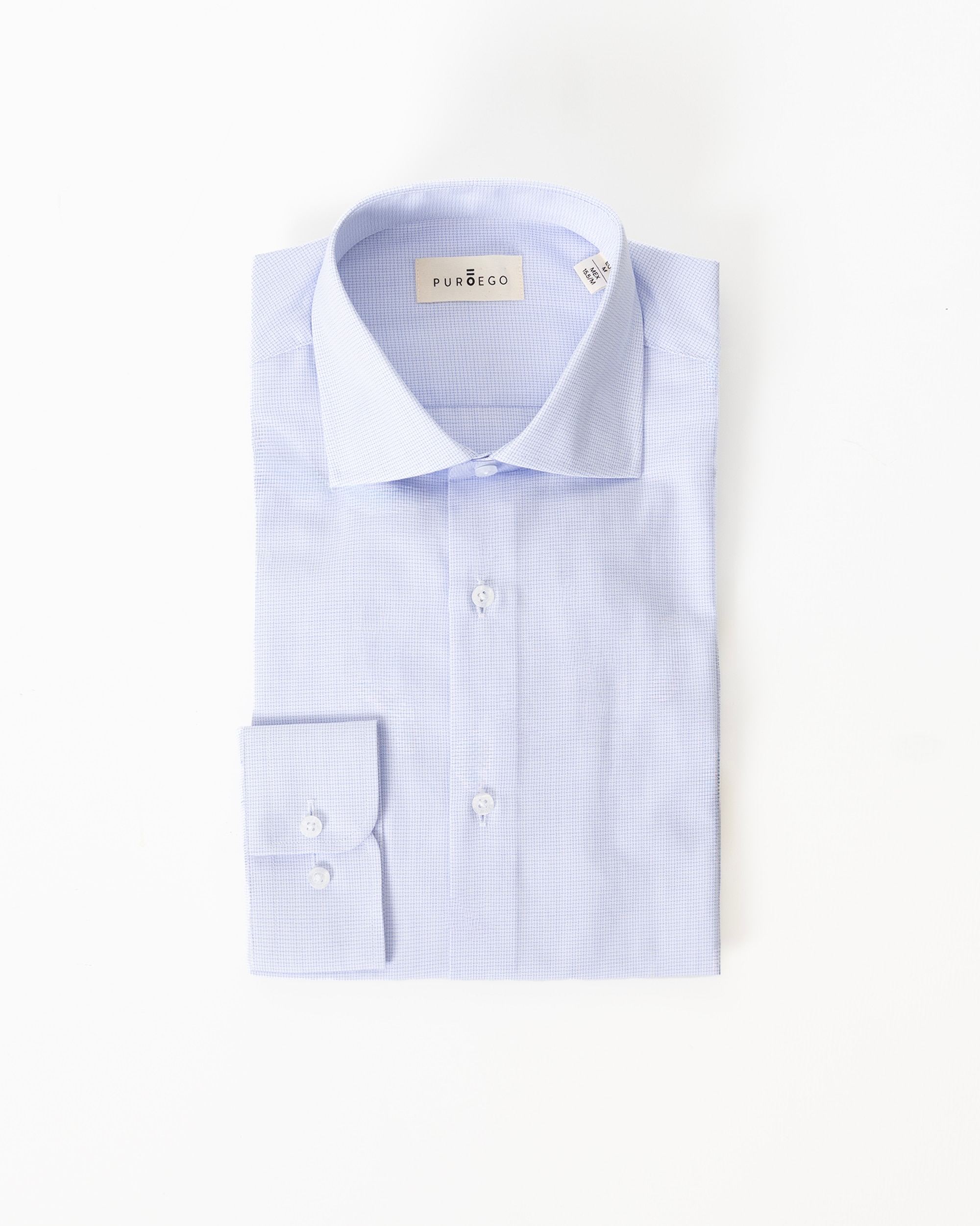 Camisa de vestir microcuadro de hombre regular fit - PuroEgo - Azul celeste Azul celeste-5