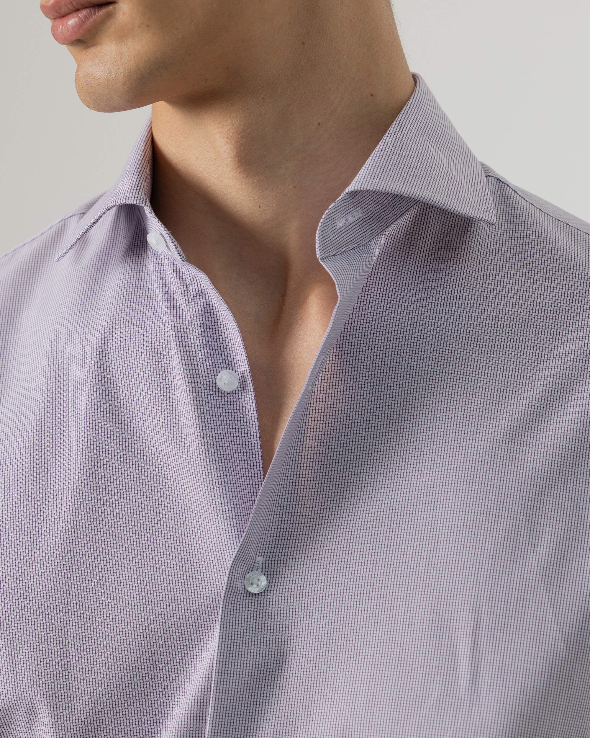 Camisa de vestir microcuadro de hombre regular fit - PuroEgo - Malva Malva-3