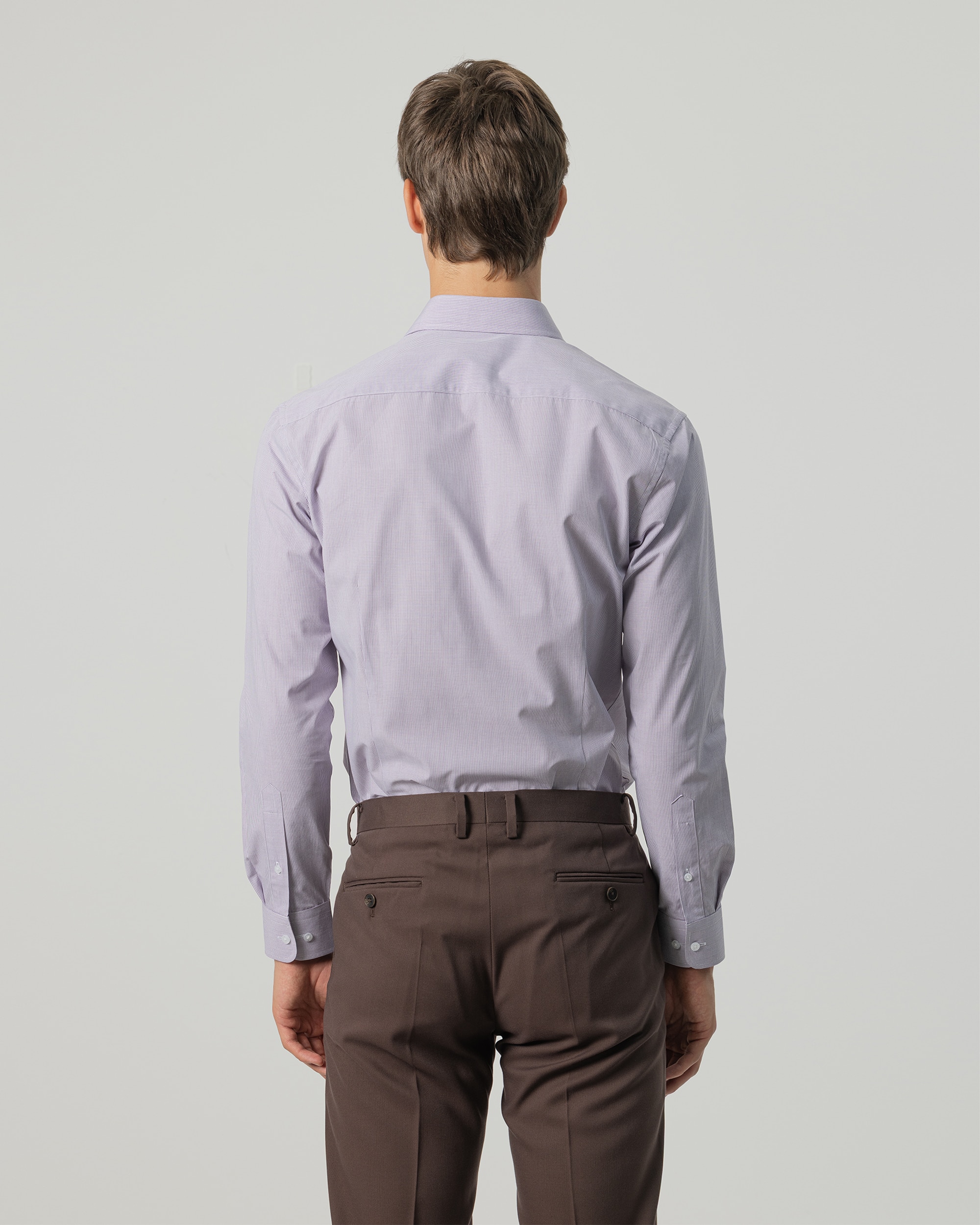 Camisa de vestir microcuadro de hombre regular fit - PuroEgo - Malva Malva-4